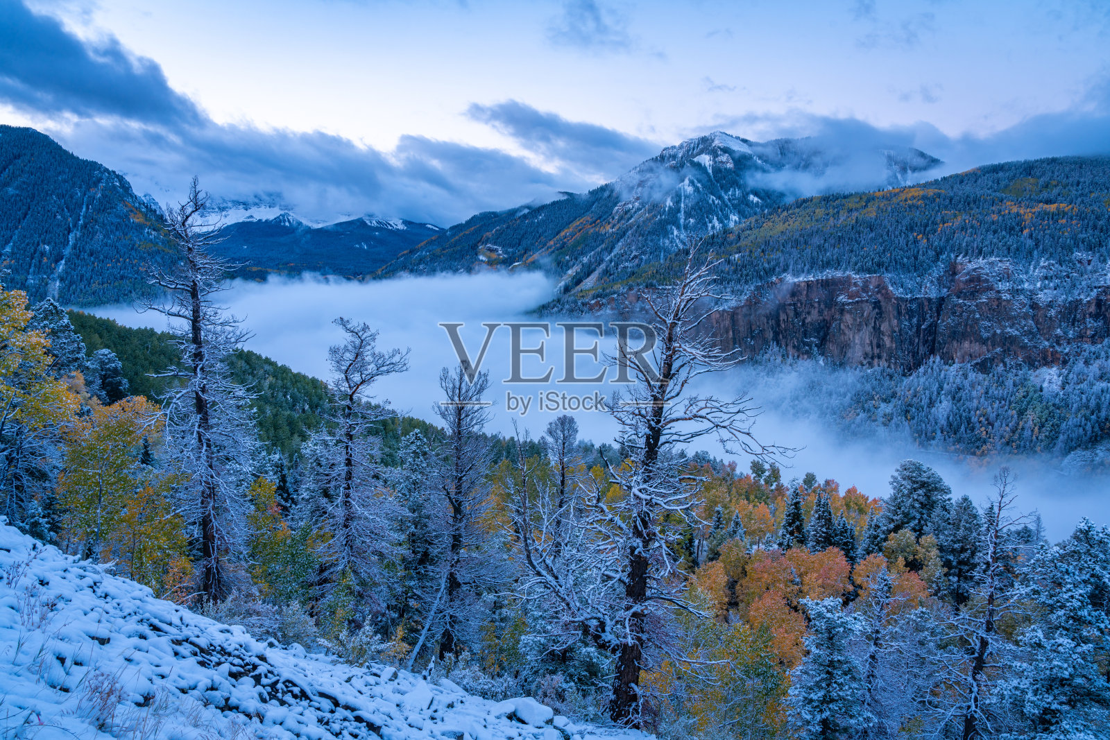 美国科罗拉多州南部的雪景照片摄影图片