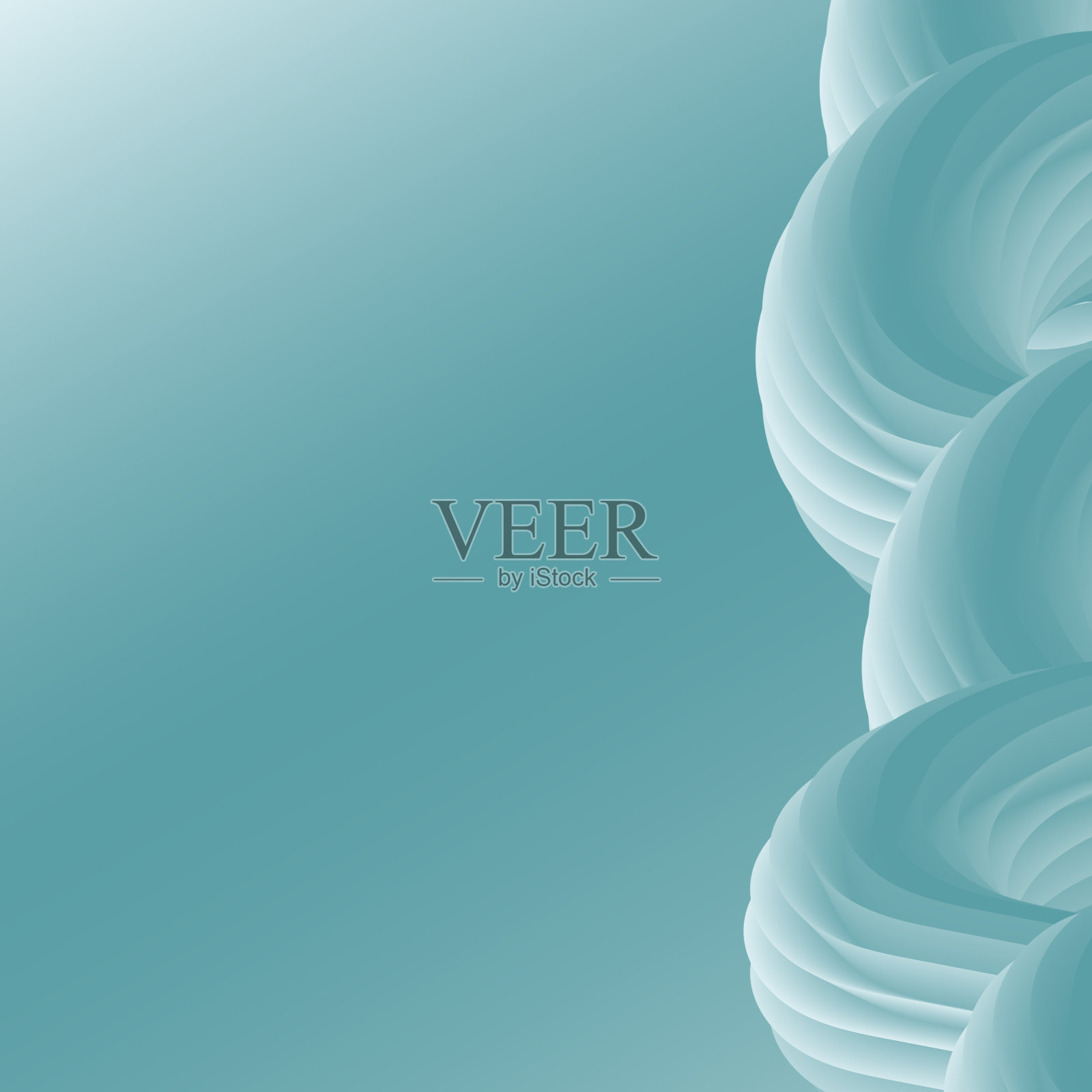 抽象的背景与梯度扭曲线和螺旋形状。绿色3D效果流体流动波。矢量插图。插画图片素材