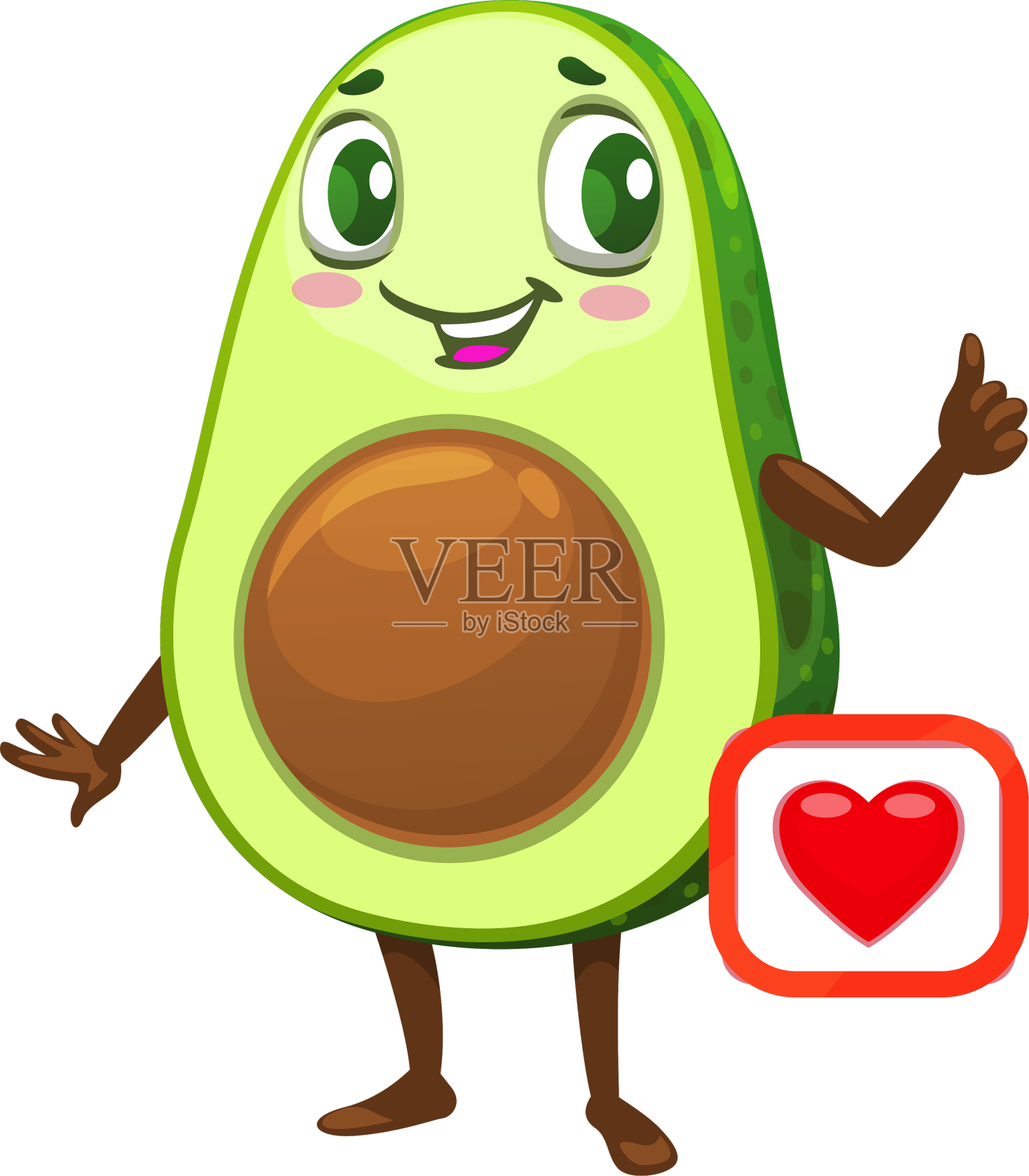 卡通墨西哥鳄梨人物爱心表情符号设计元素图片
