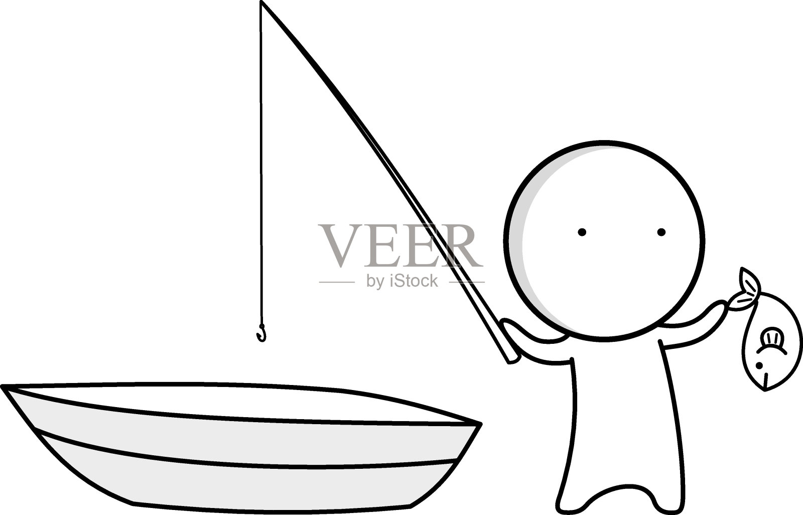 钓鱼插画图片素材