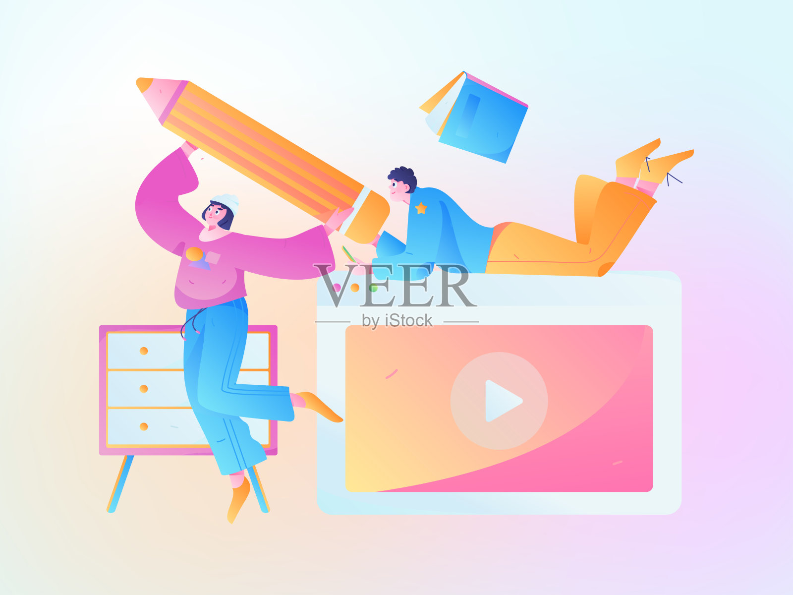 教育学习人平面矢量概念手绘插画插画图片素材