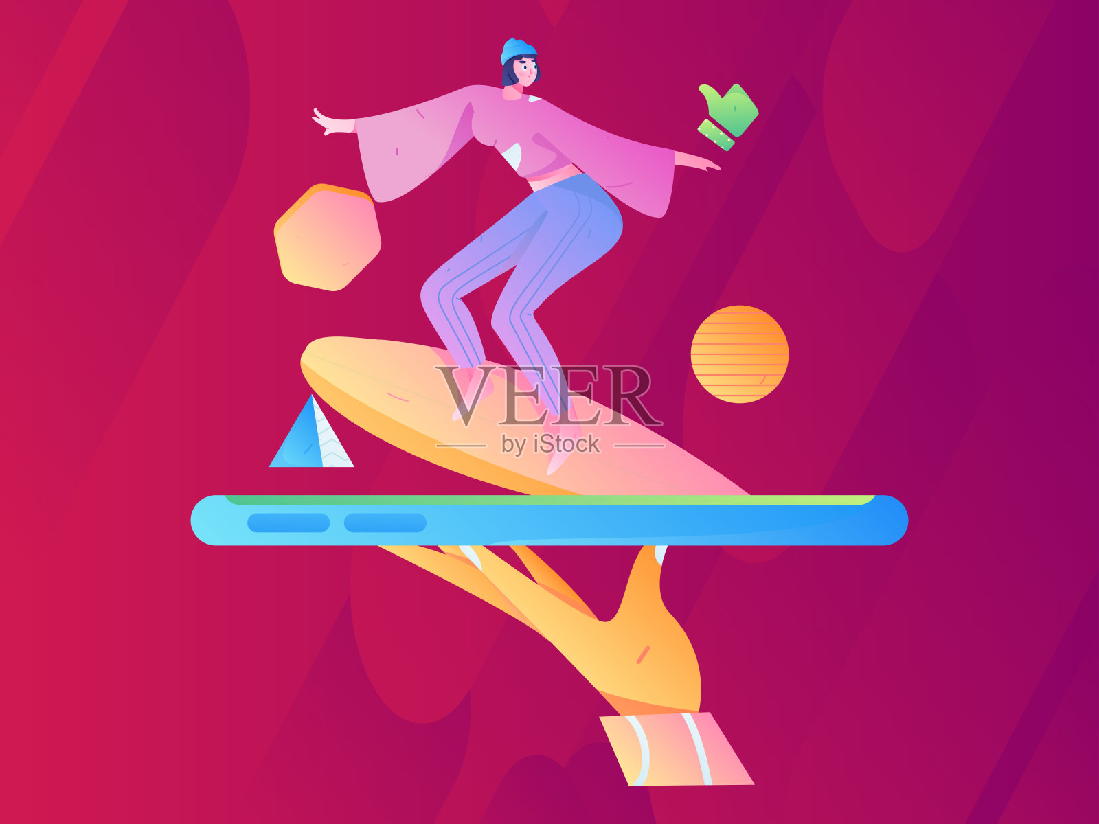 虚拟人物社会交往概念商业平面矢量手绘插画插画图片素材