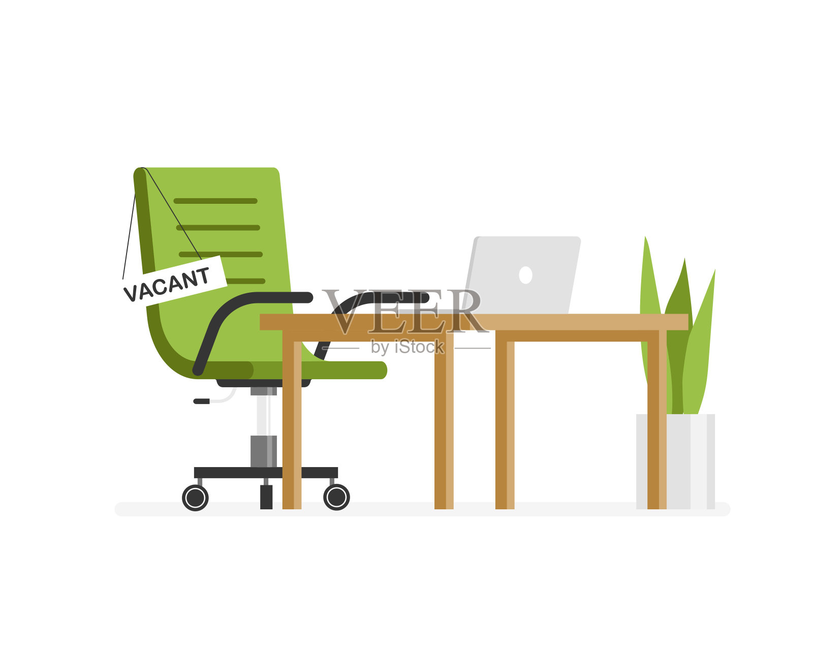 工作地点，有一张桌子和一把空椅子插画图片素材