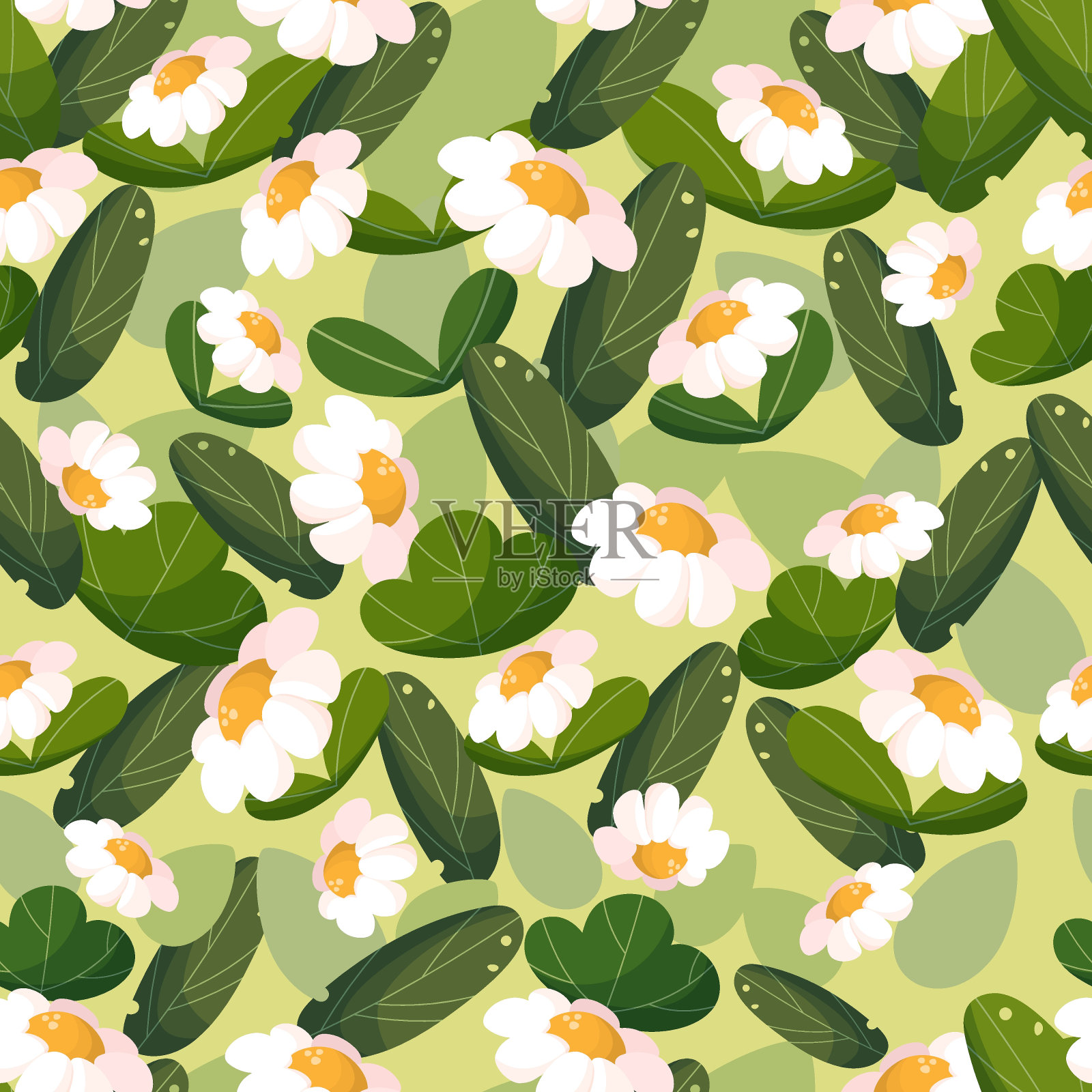 抽象花卉无缝图案与洋甘菊。时尚的纹理抽象设计的纸，封面，织物和其他。印花，植物背景与漂亮的绘制植物。矢量插图。插画图片素材