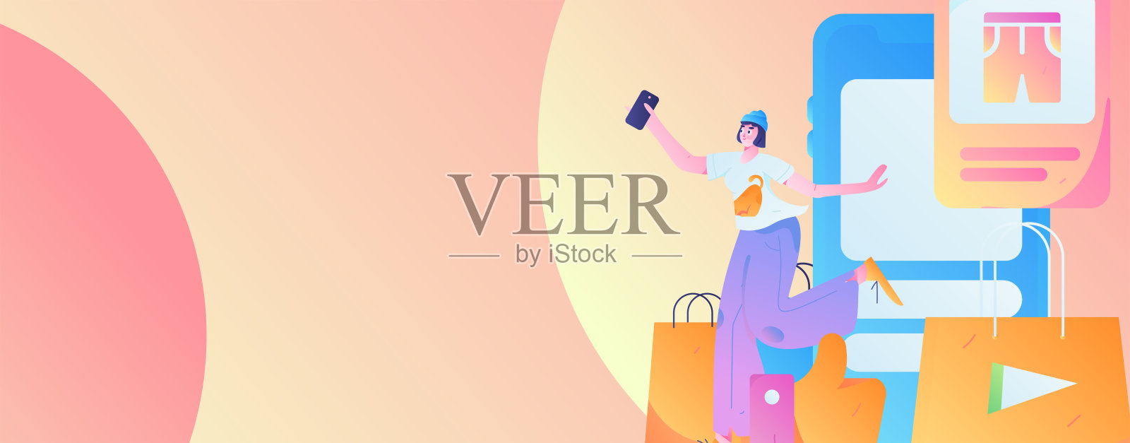 节日购物电子商务网上购物的人平面矢量概念操作手绘插图插画图片素材