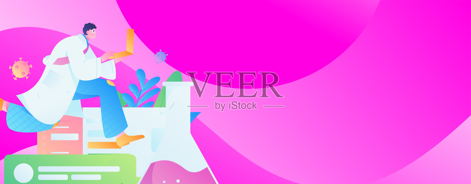 医学人物抗击疫情的平面矢量概念操作手绘插图插画图片素材