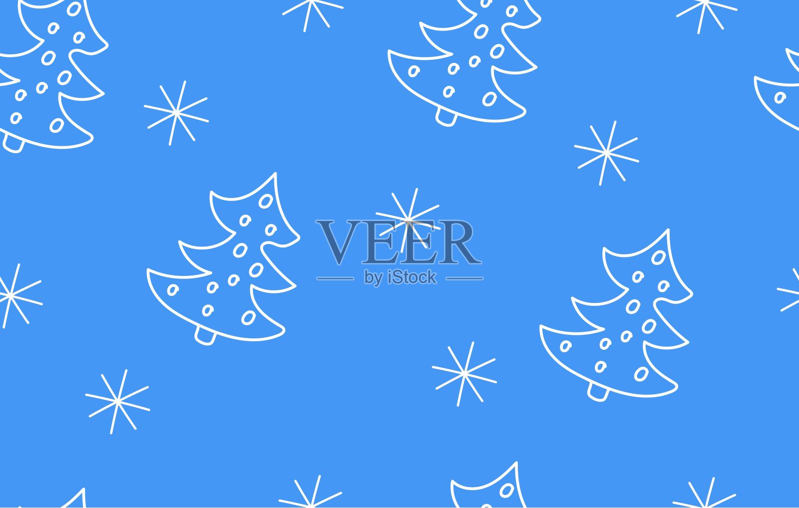 无缝图案与圣诞树插画图片素材