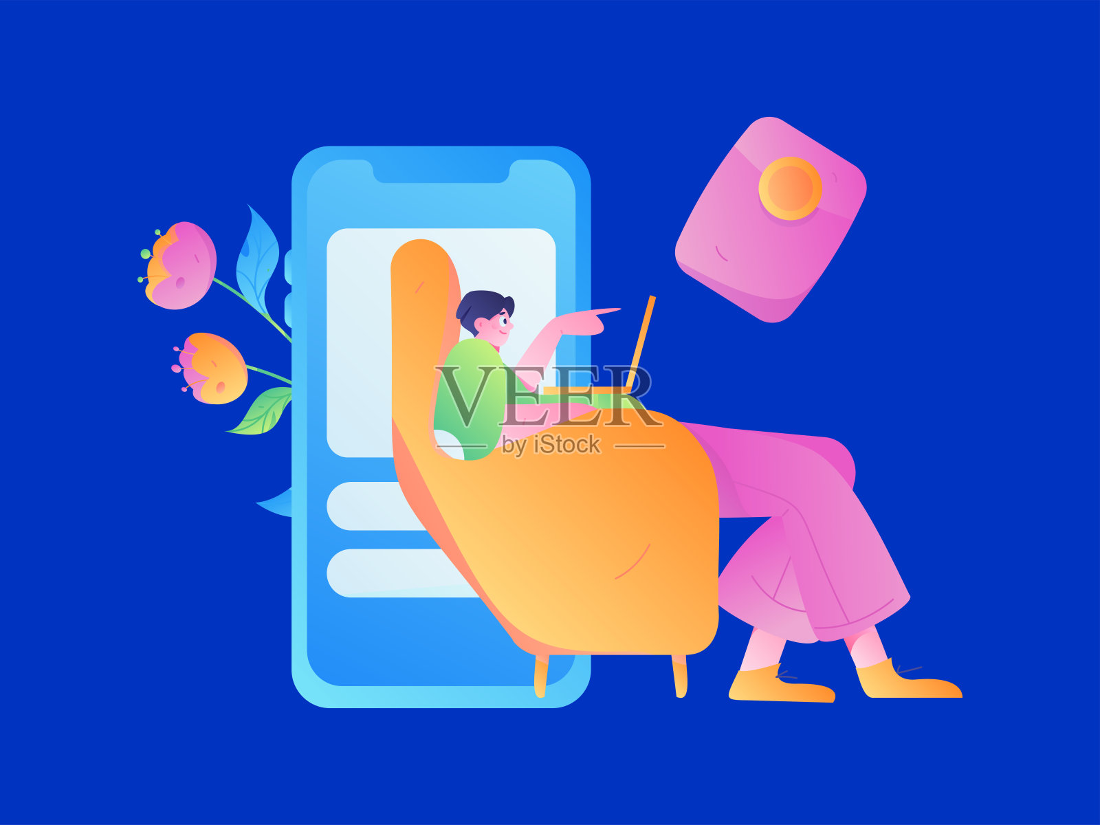 节日购物电子商务网上购物的人平面矢量概念操作手绘插图插画图片素材