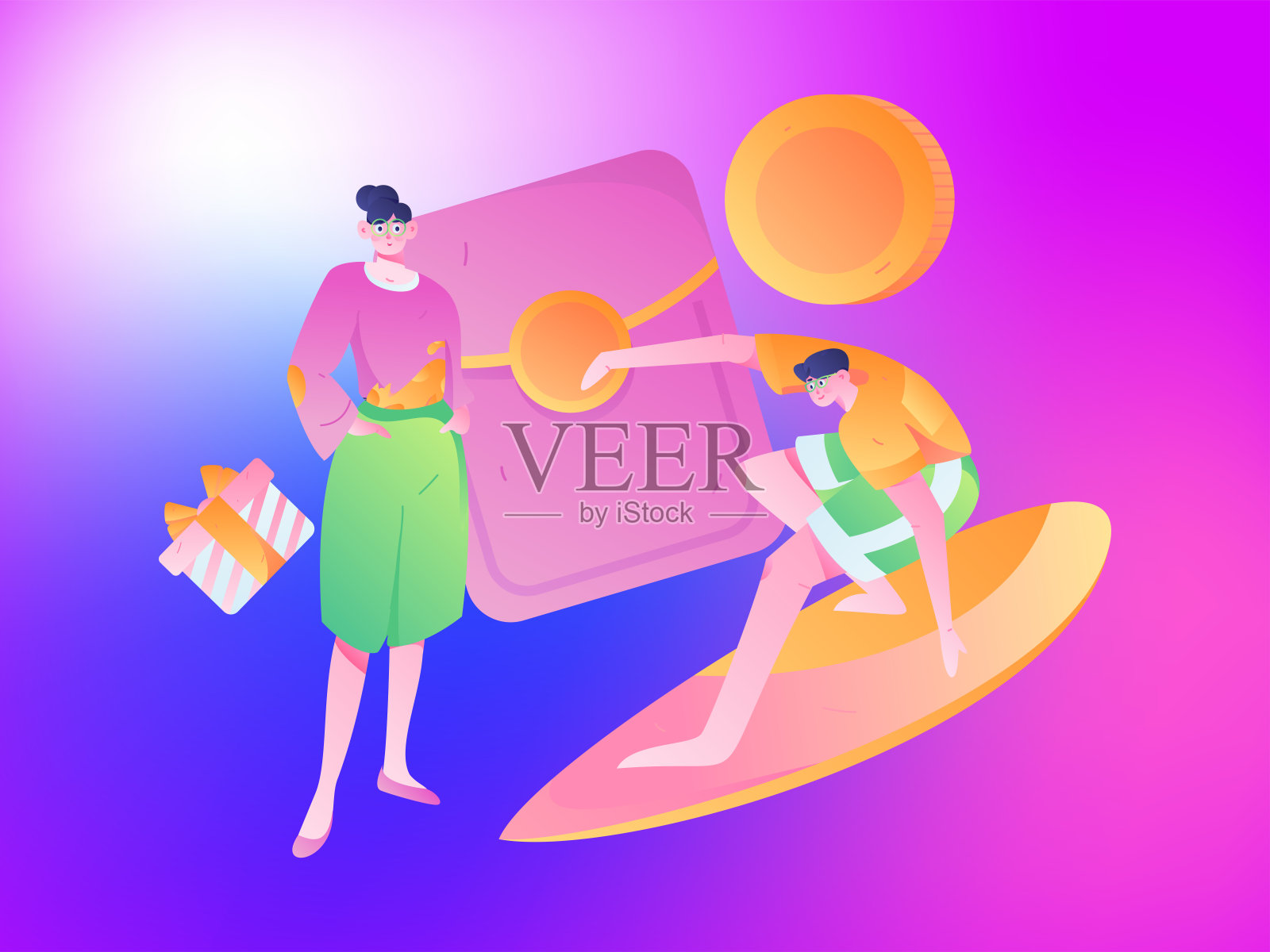 节日购物电子商务网上购物的人平面矢量概念操作手绘插图插画图片素材