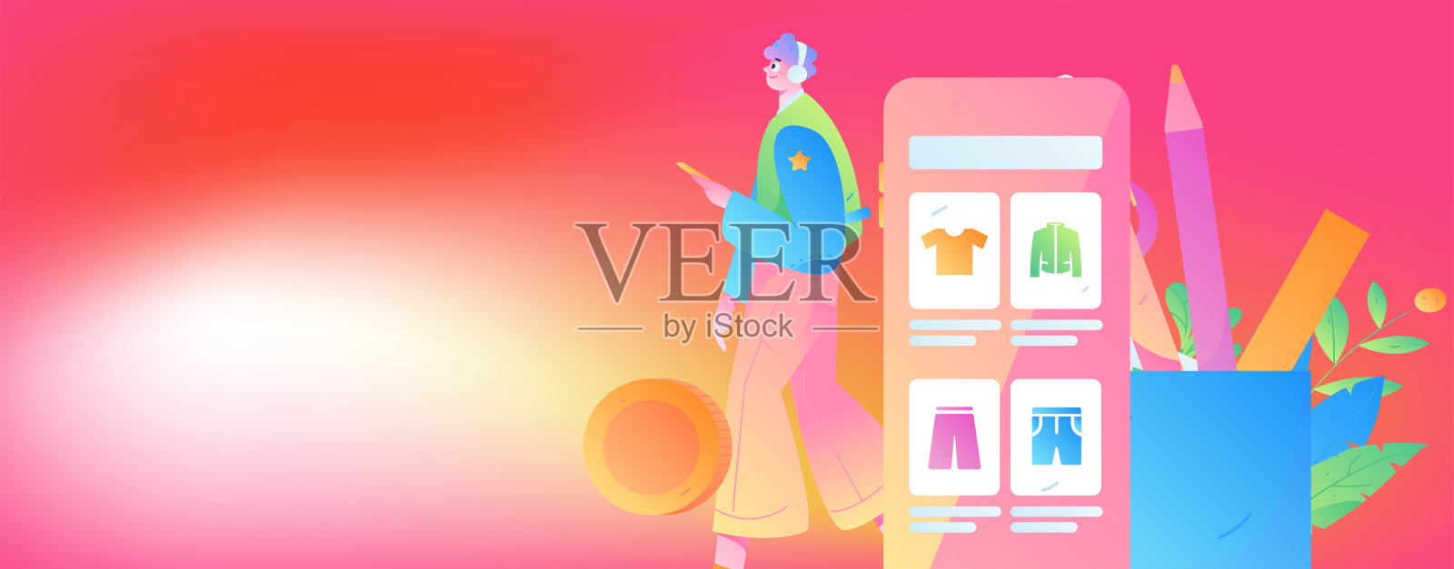 节日购物电子商务网上购物的人平面矢量概念操作手绘插图插画图片素材