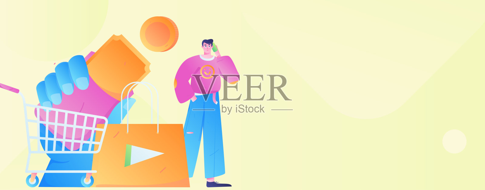 节日购物电子商务网上购物的人平面矢量概念操作手绘插图插画图片素材