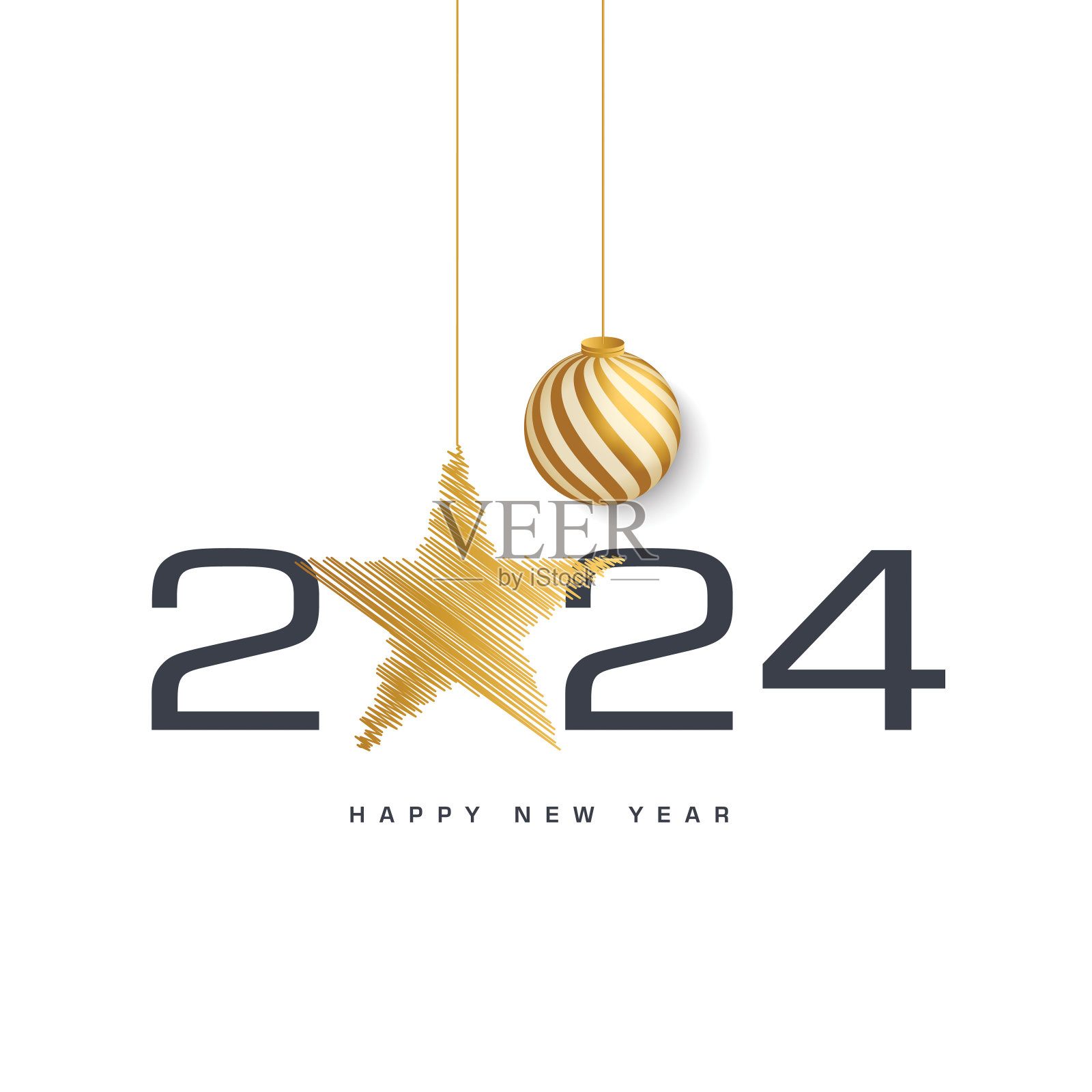 2024. 新年快乐。抽象数字上的背景矢量插图。节日设计贺卡，邀请，日历等矢量股票插图插画图片素材