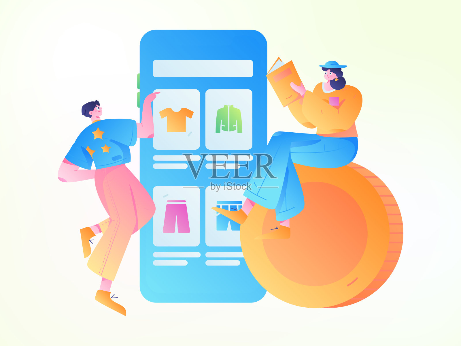 节日购物电子商务网上购物的人平面矢量概念操作手绘插图插画图片素材