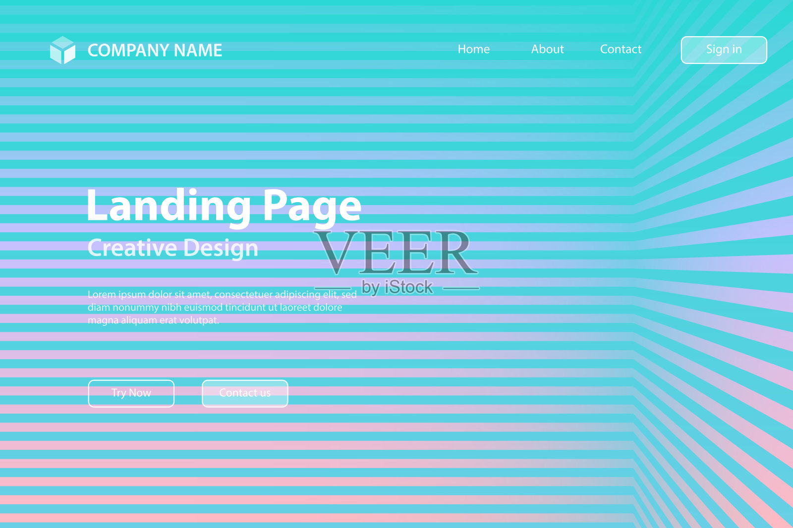 登陆页面模板-抽象条纹背景-时髦的绿色梯度插画图片素材