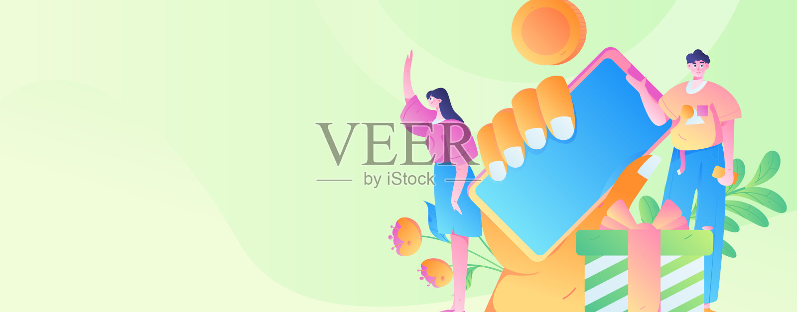 节日购物电子商务网上购物的人平面矢量概念操作手绘插图插画图片素材