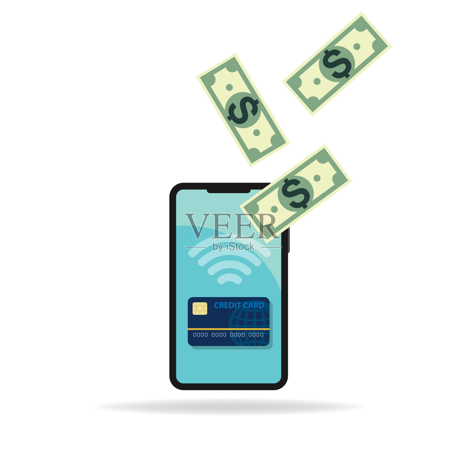 非接触式支付插画图片素材