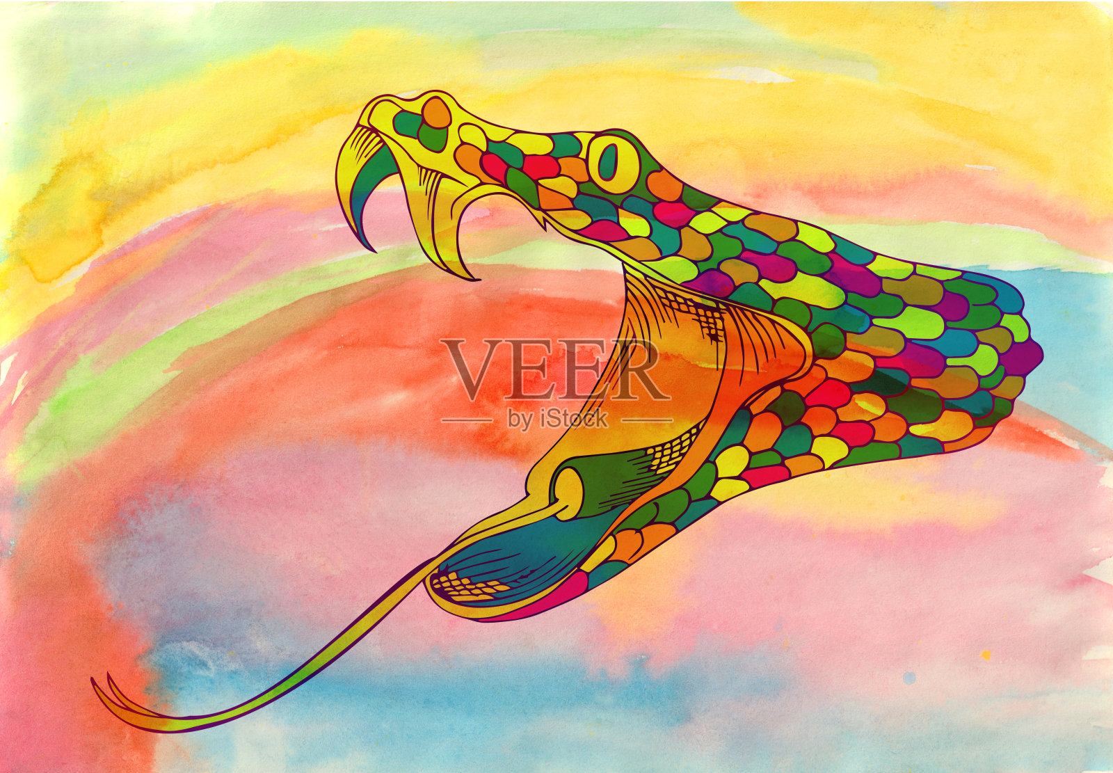 地平线上的眼镜蛇插画图片素材