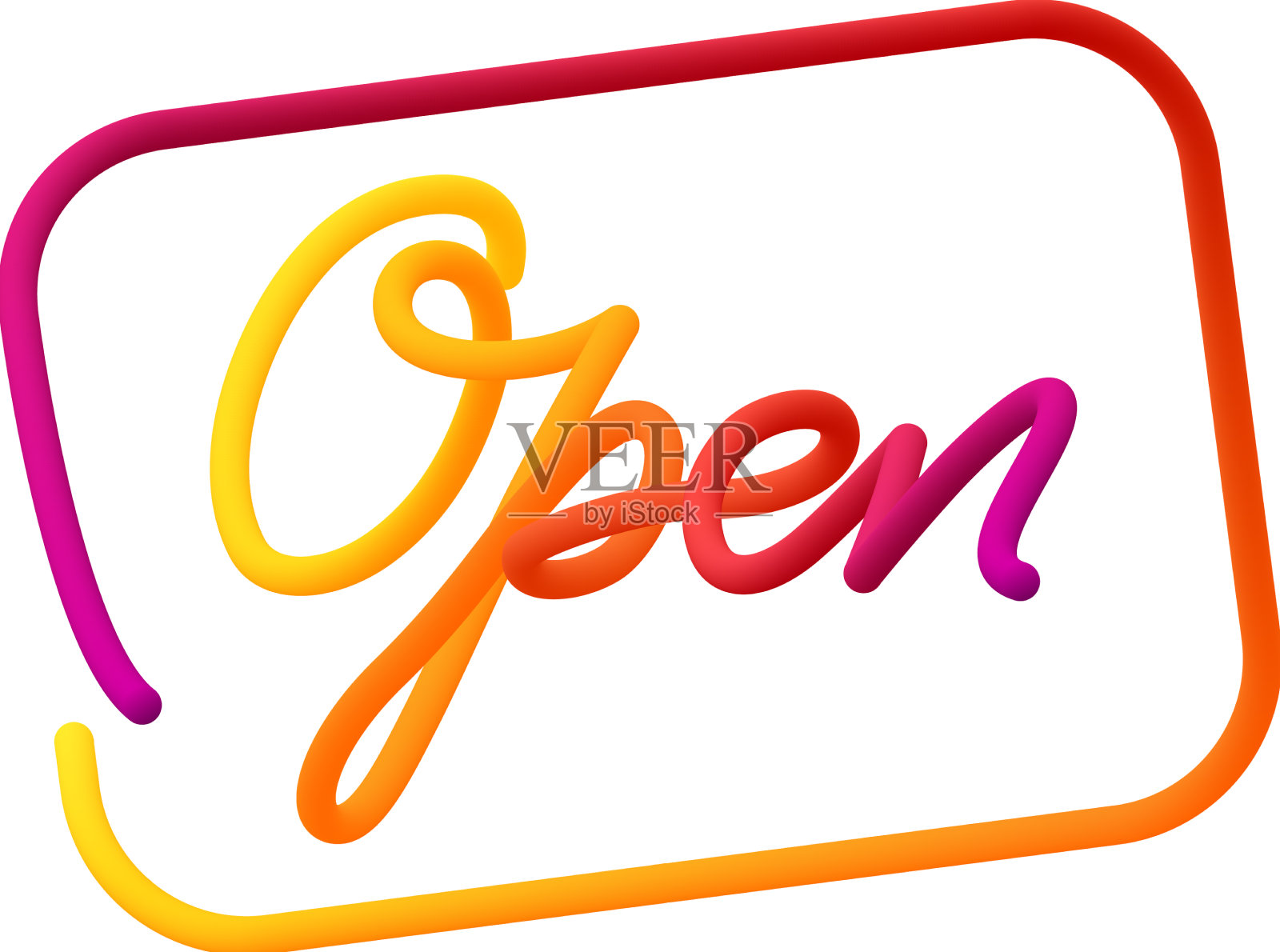 打开流体3d扭转文本混合彩色插画图片素材