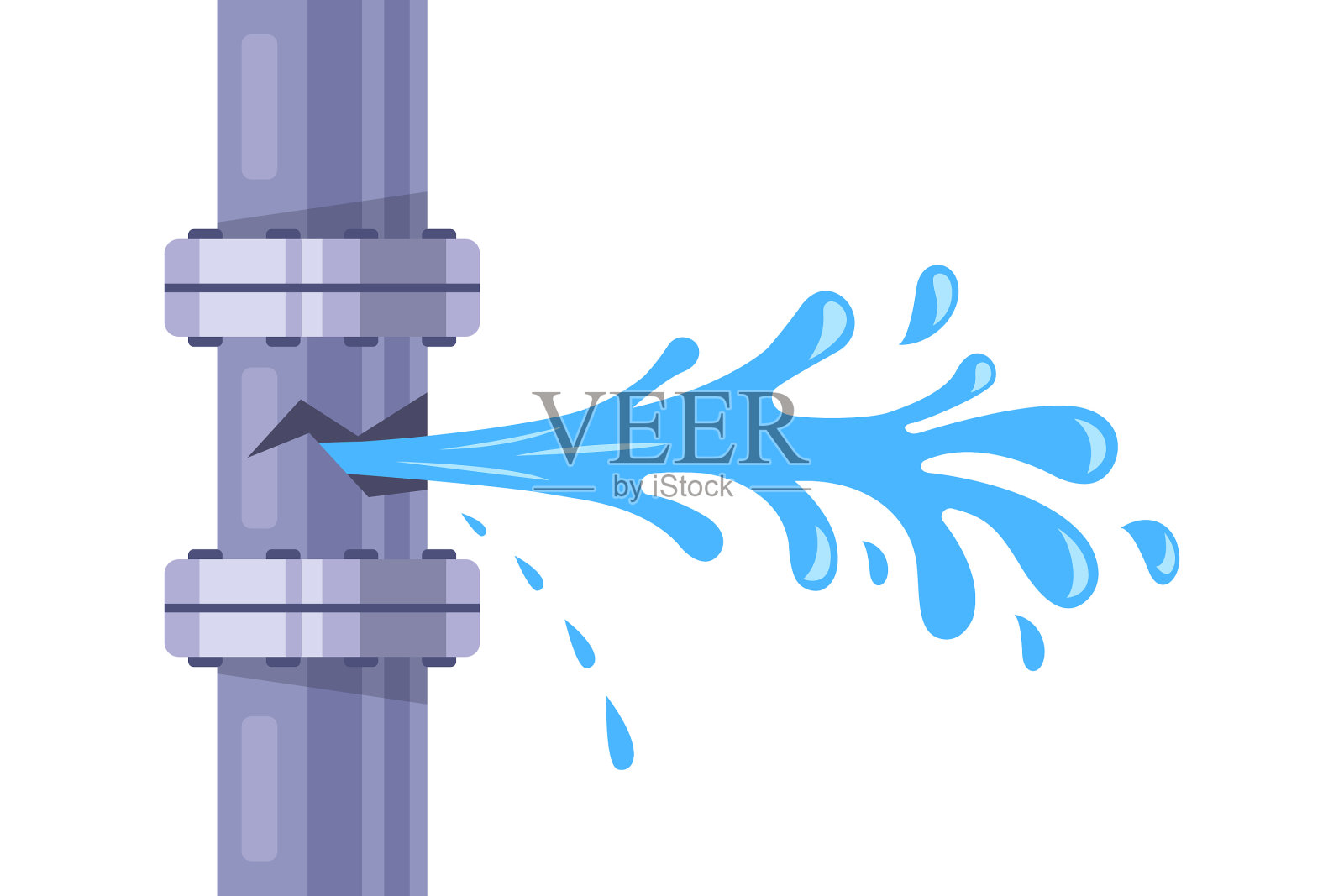 水管破裂了，水从洞里流出来插画图片素材