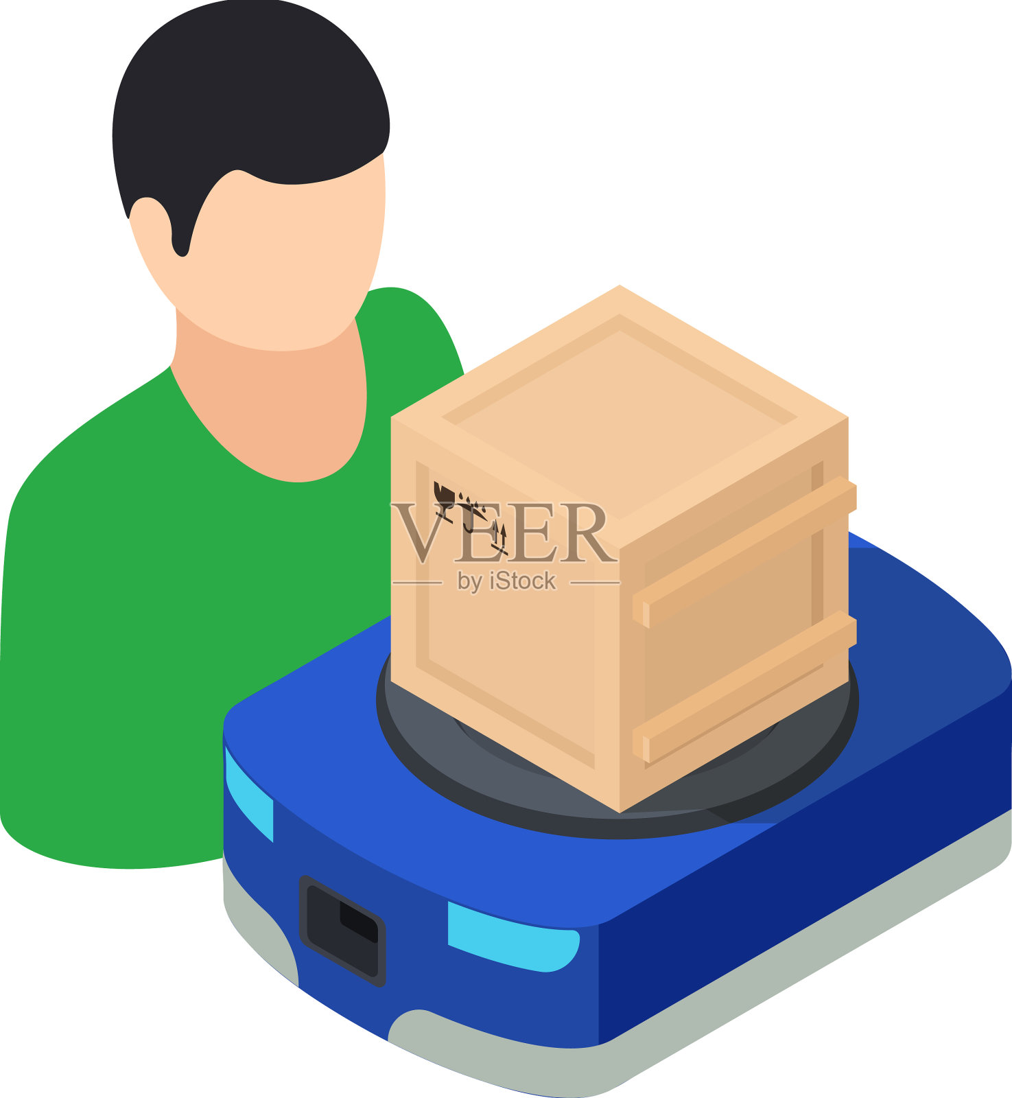 仓库物流图标等距人插画图片素材