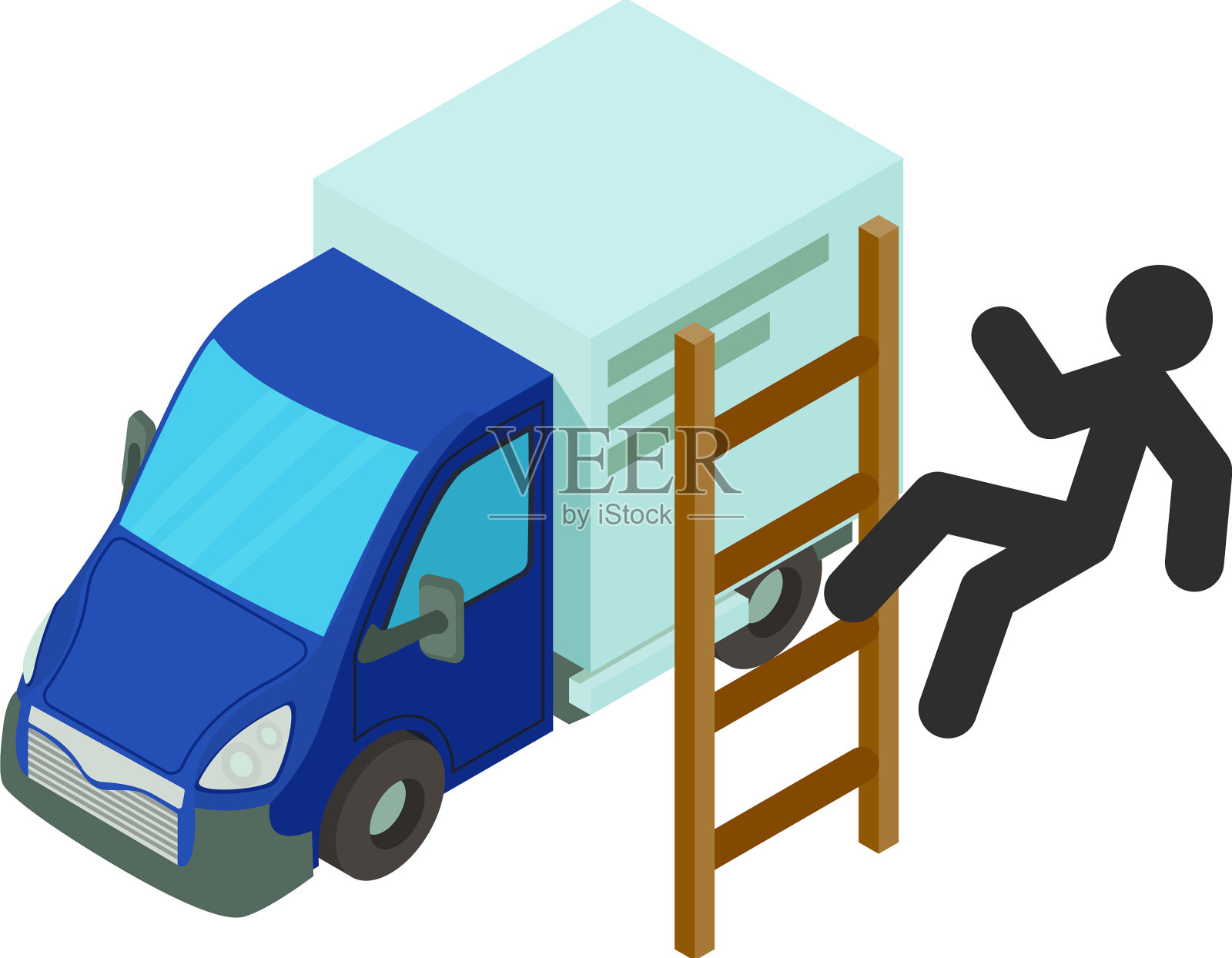 职工保险图标等距男子倒下插画图片素材