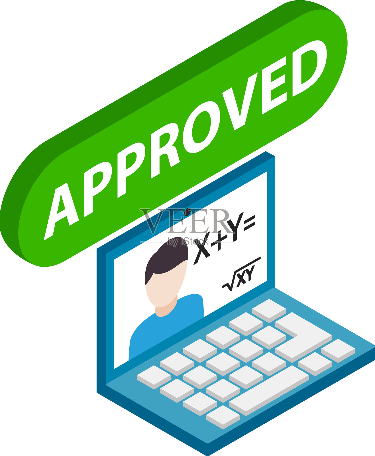 远程教育图标等距打开插画图片素材