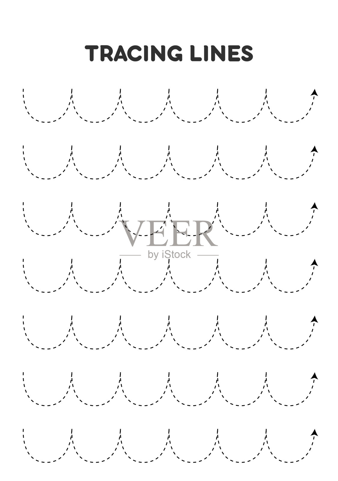 跟踪线。孩子们的工作表。学前教育。插画图片素材