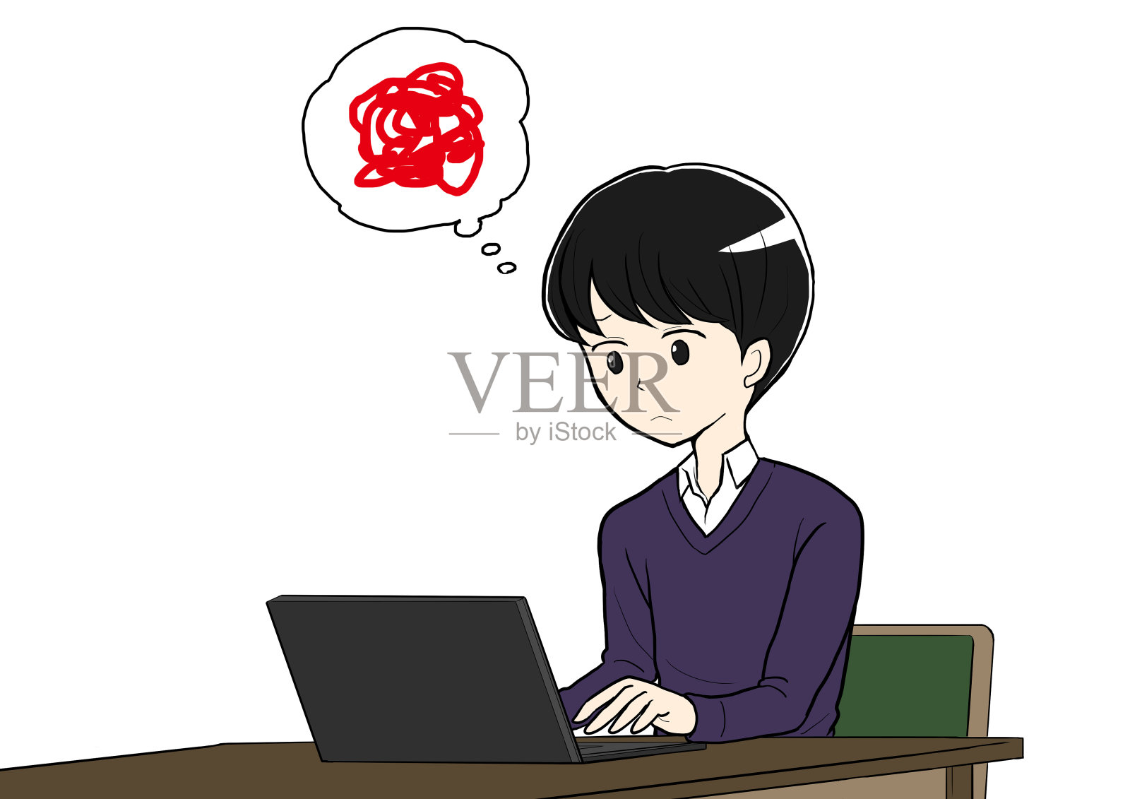 男性不满要打反PC插画图片素材