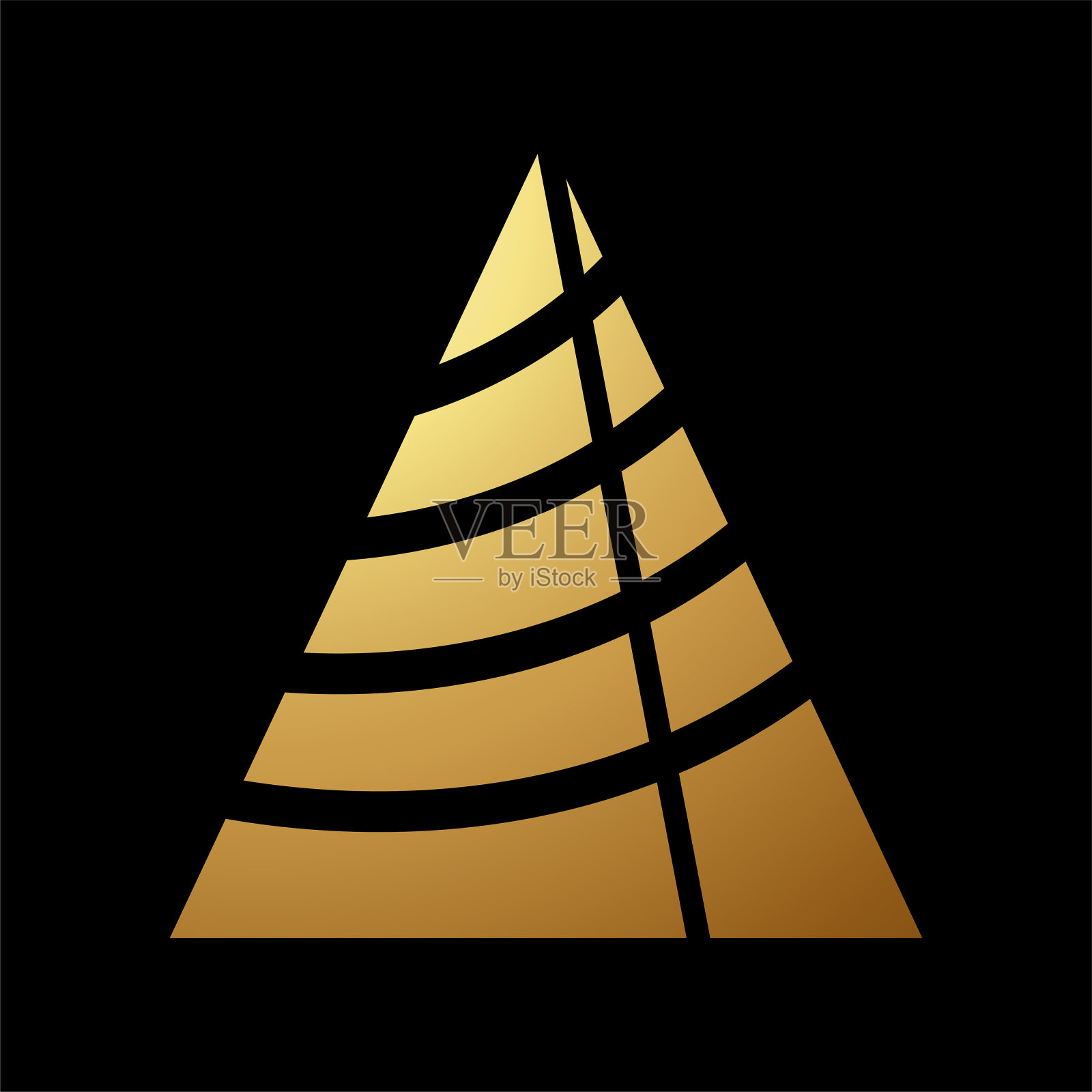 黄金抽象节拍器形状条纹字母A图标插画图片素材