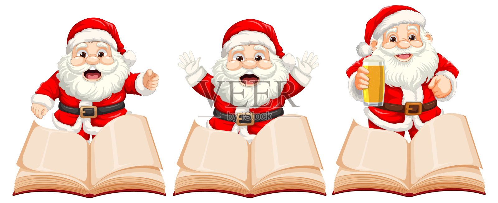 快乐的圣诞老人正在读书插画图片素材