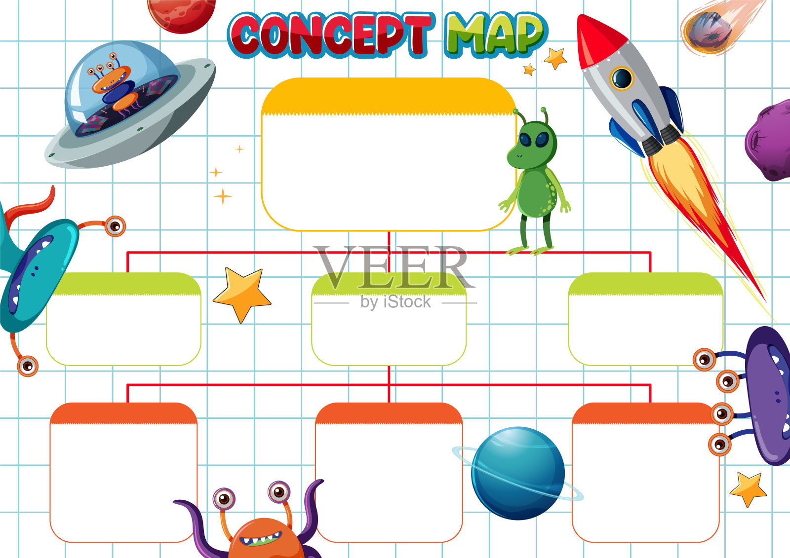 外星人主题的学生概念图可打印插画图片素材