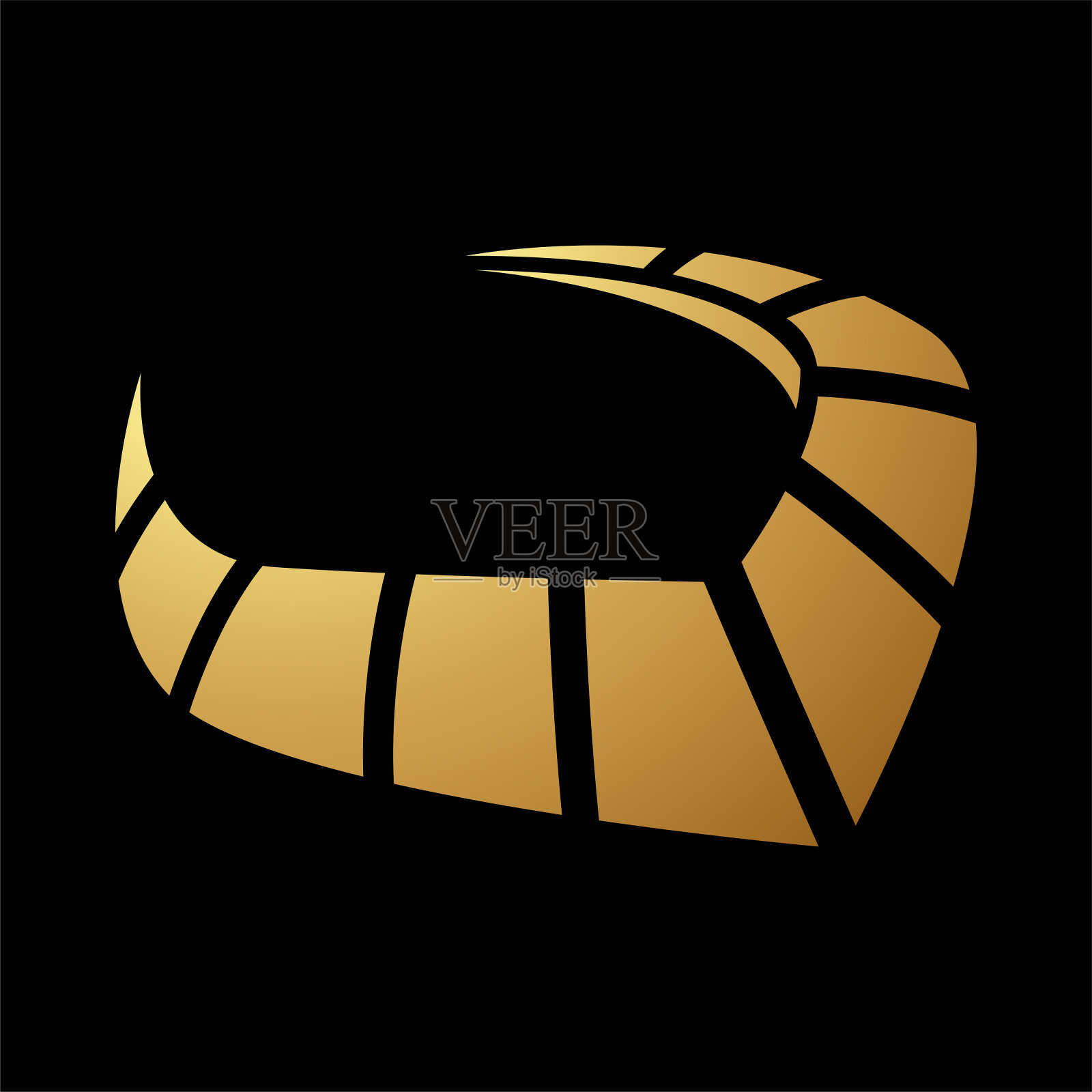 金色抽象条纹曲线V形图标透视插画图片素材