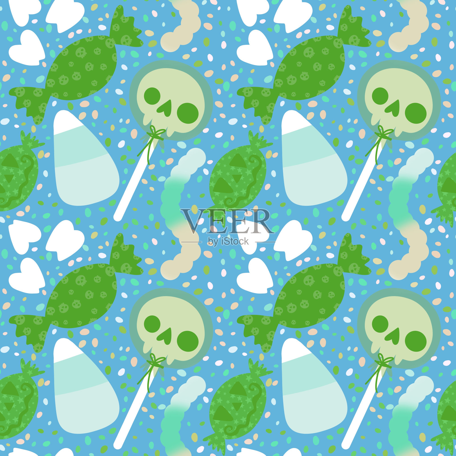 万圣节无缝图案用于织物和纺织品及包装插画图片素材