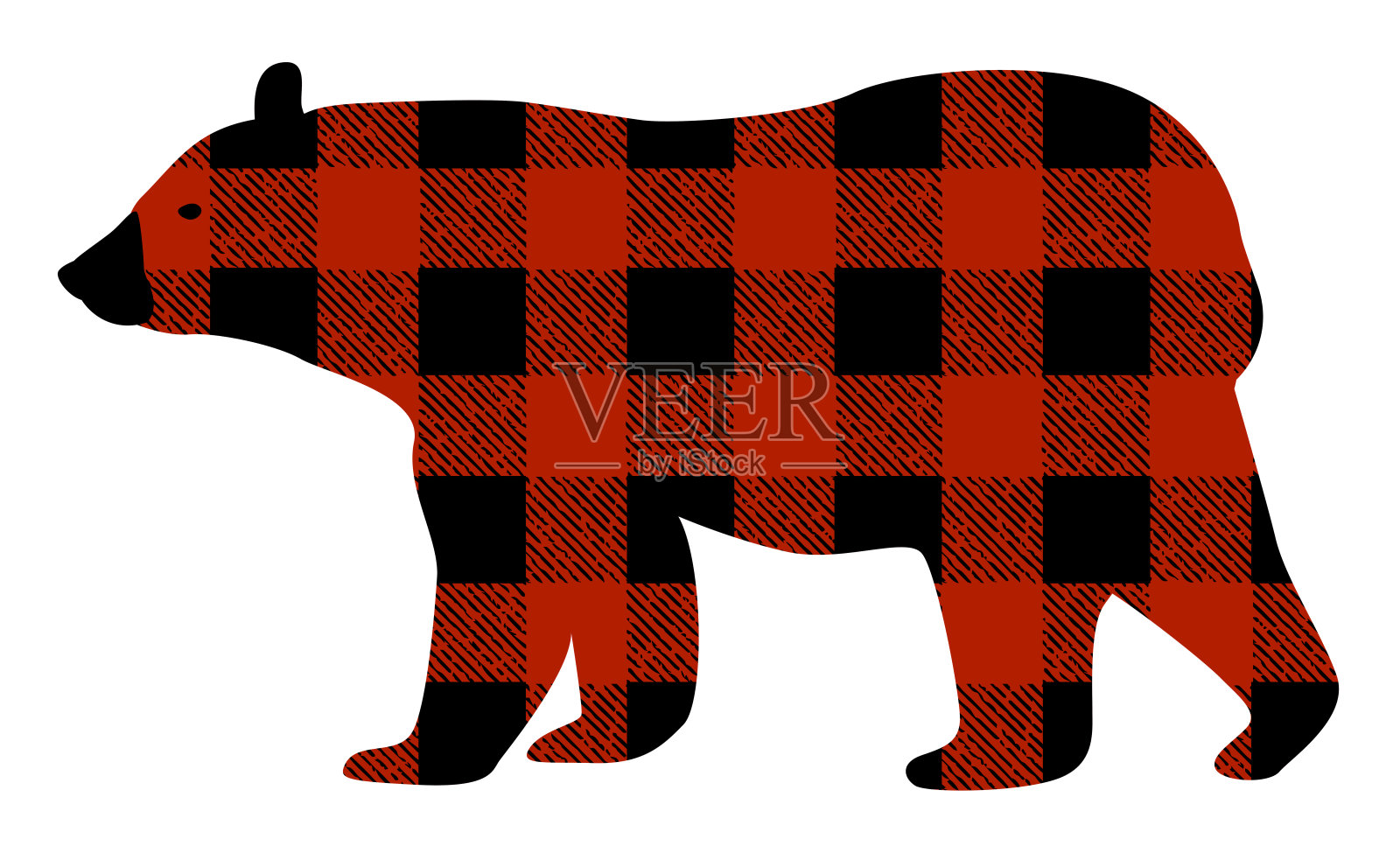 格子的熊插画图片素材