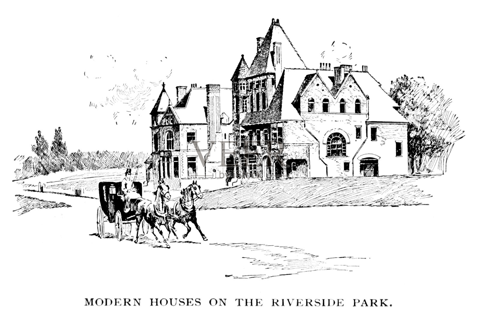 河滨公园住宅，曼哈顿，纽约市，美国纽约州插画图片素材