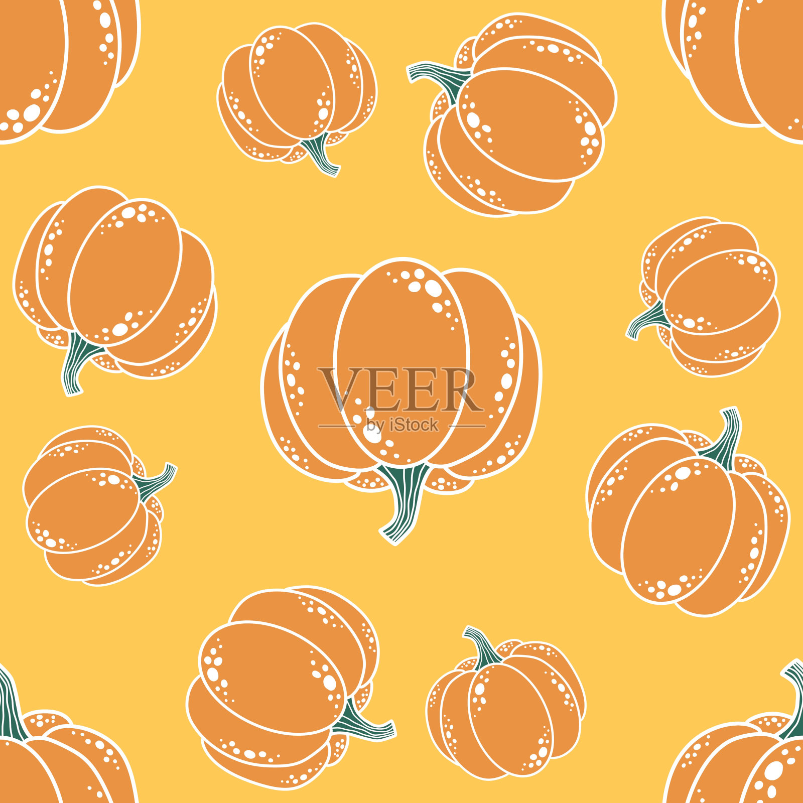 万圣节无缝南瓜图案用于织物和纺织品及包装插画图片素材