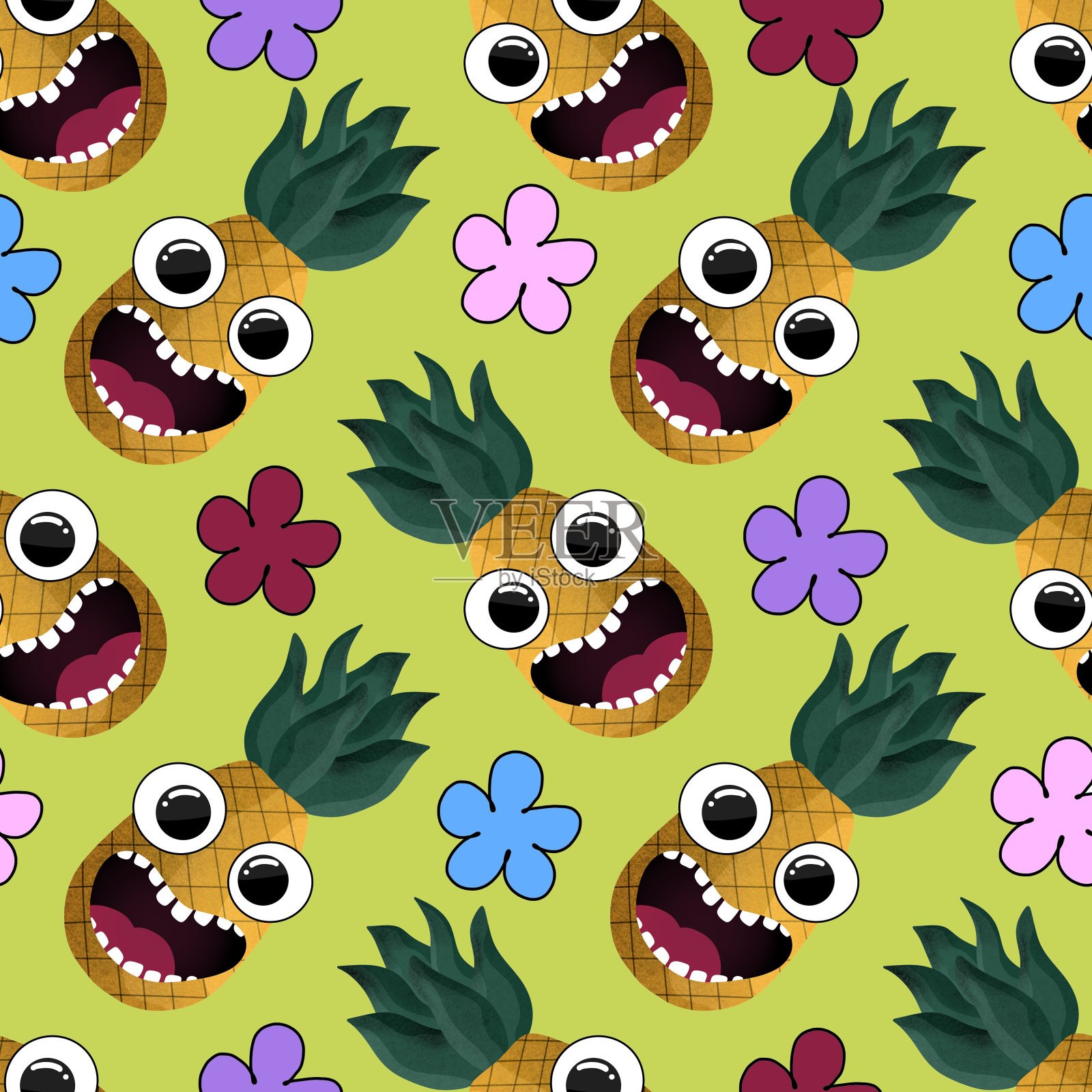 水果无缝花纹用于织物和纺织品及包装插画图片素材