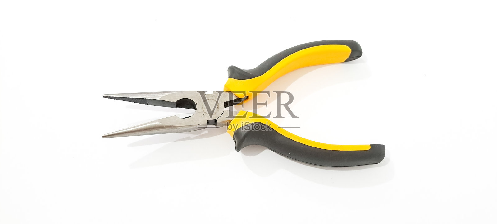 黄色和黑色的钳子孤立在白色的背景上照片摄影图片