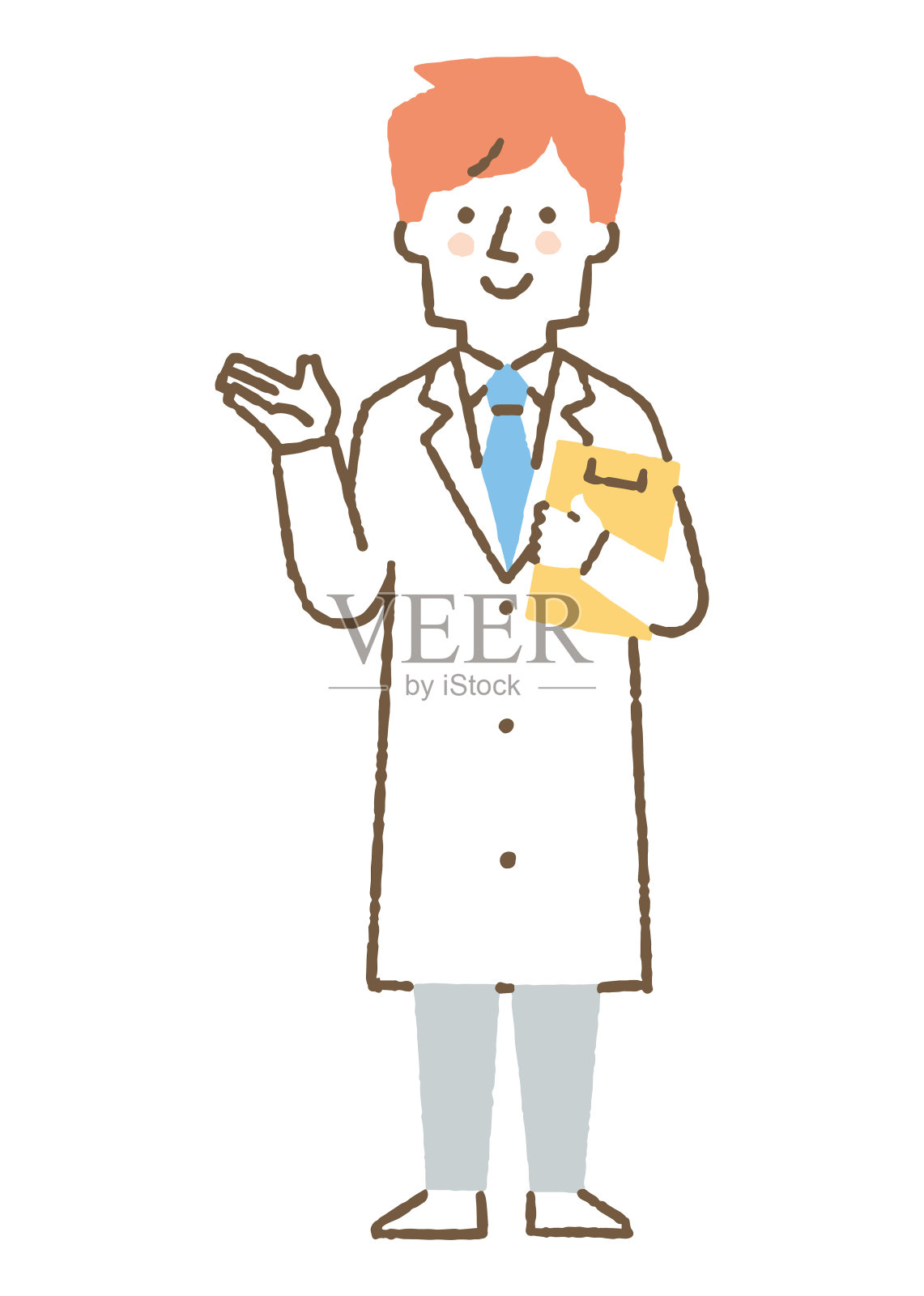 穿白大褂的人用file_Color解释插画图片素材