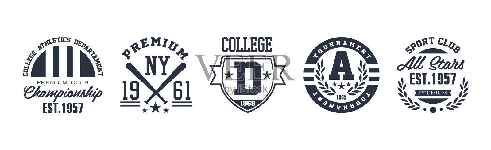 大学体育高级俱乐部和锦标赛徽章插画图片素材