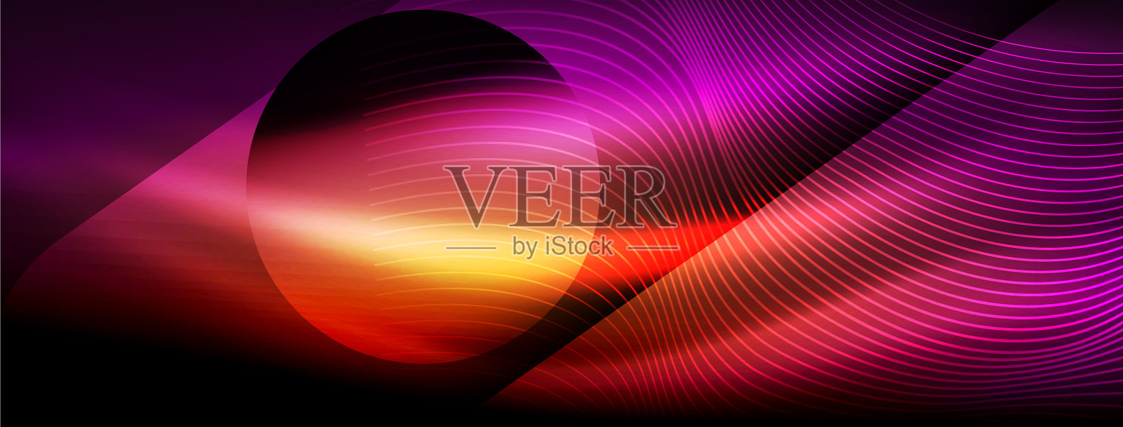 发光的霓虹波抽象的背景-充满活力插画图片素材