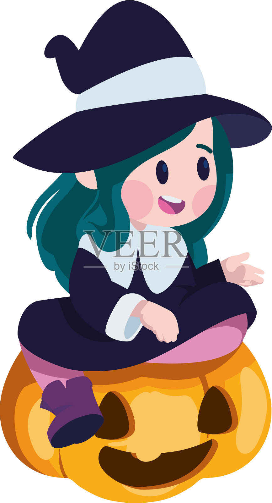 万圣节女巫和南瓜插画图片素材