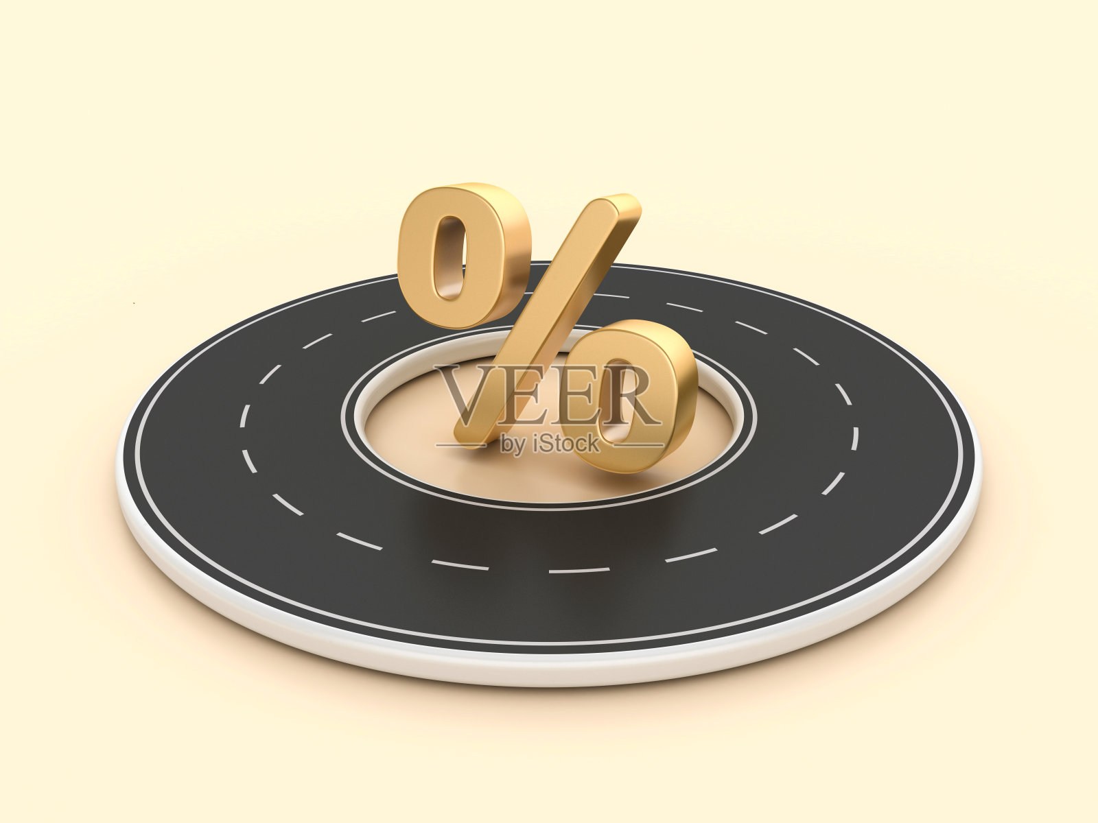 圆形3D道路与百分比符号照片摄影图片