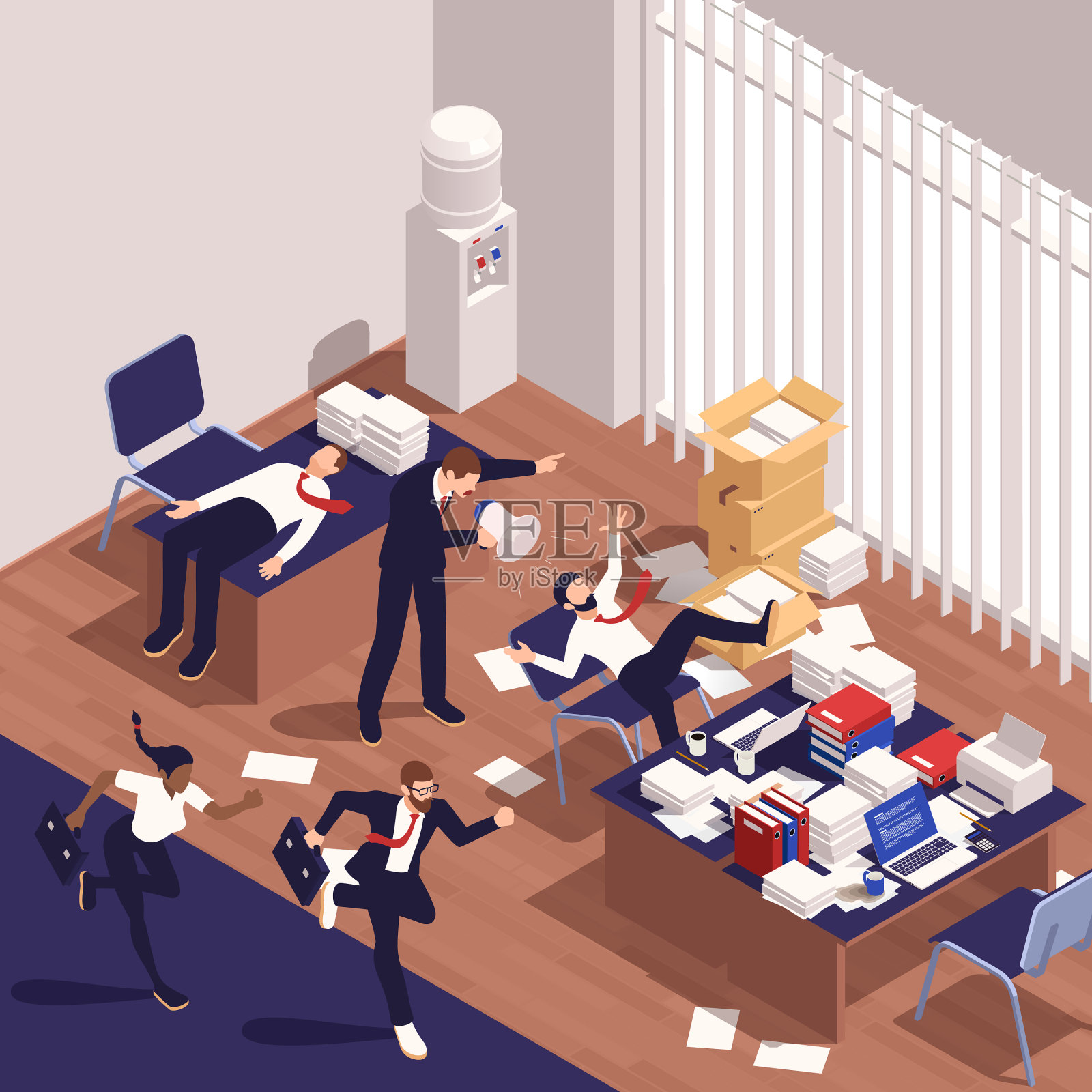办公室人的压力是等距的插画图片素材