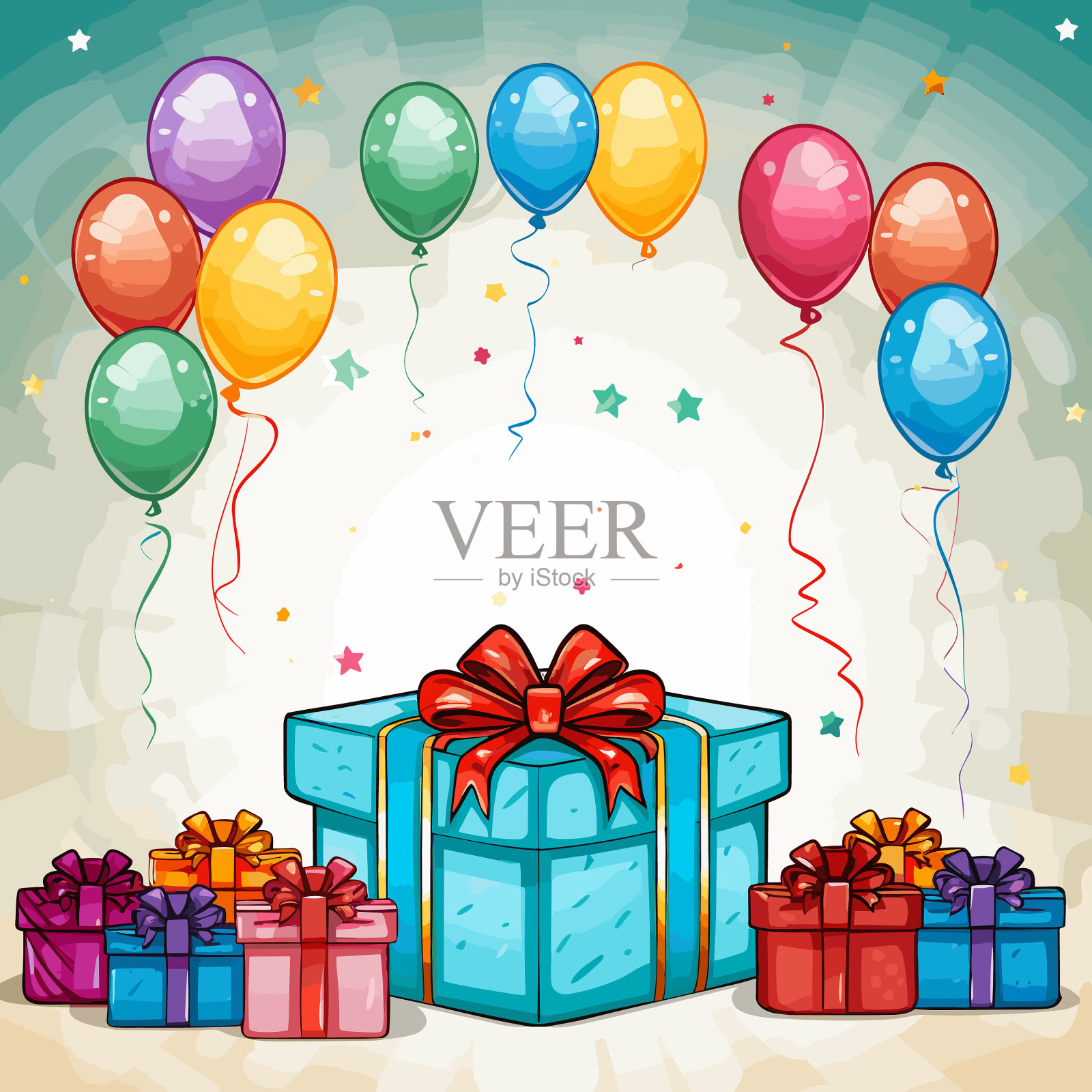 生日派对手绘漫画生日派对插画图片素材