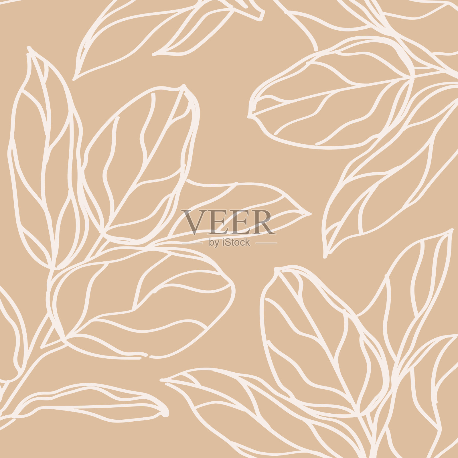 矢量背景与树叶。白色树叶在柔和的背景图案。插画图片素材