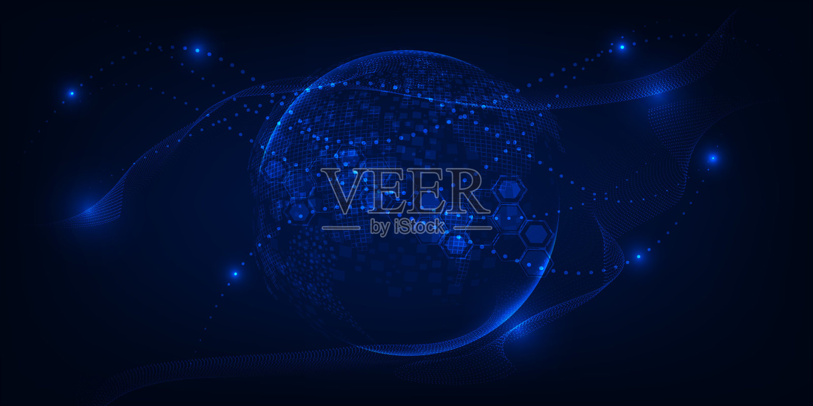 世界通信连接人与创新的数字技术矢量插图。数字通信概念。插画图片素材