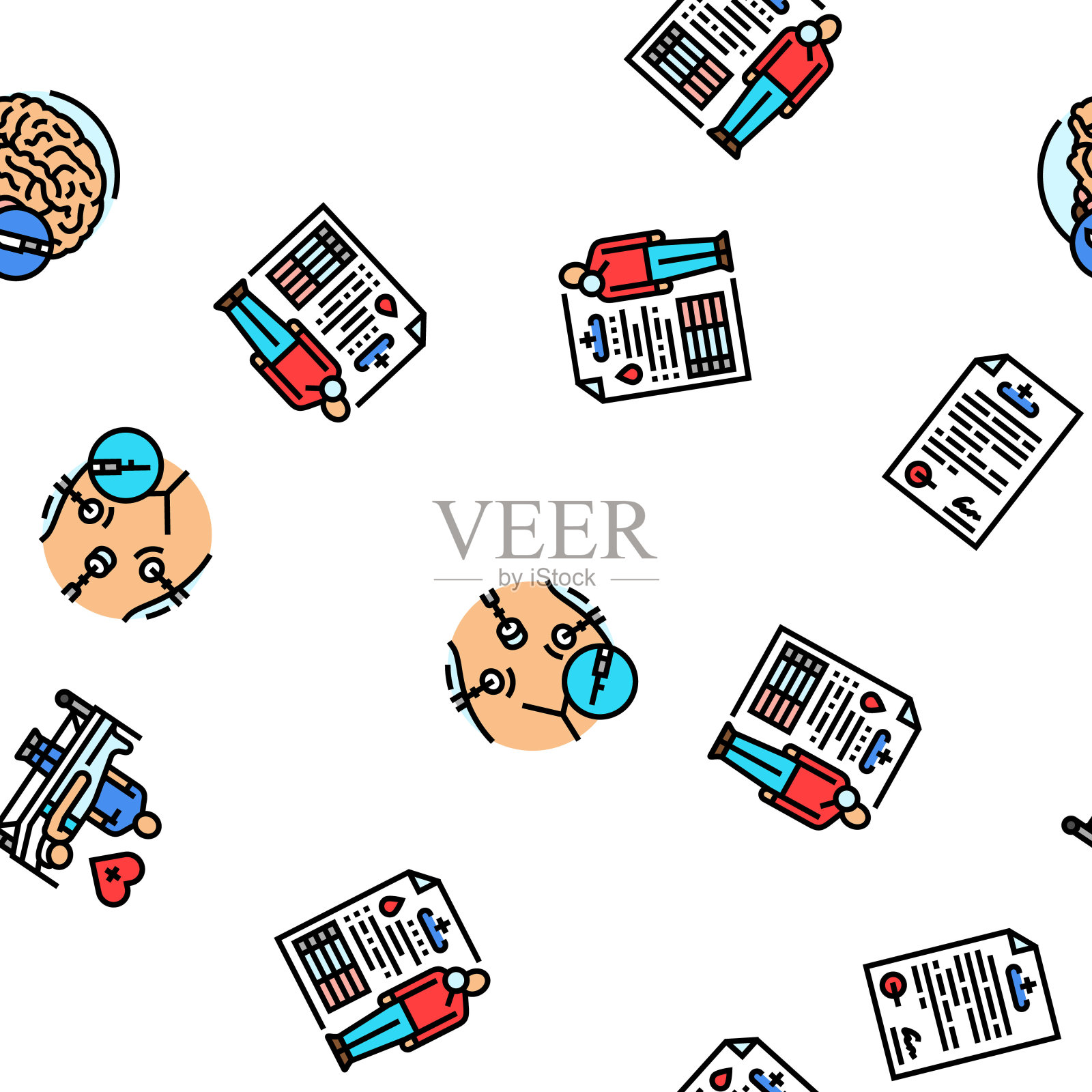 外科医生医院无缝模式矢量插画图片素材