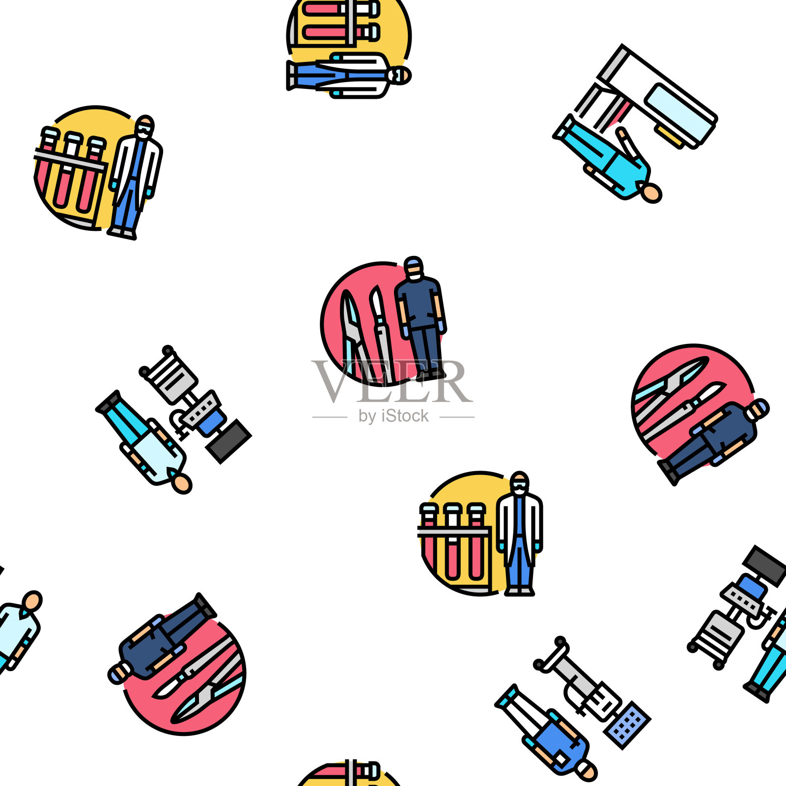 医疗技术人员无缝模式矢量插画图片素材