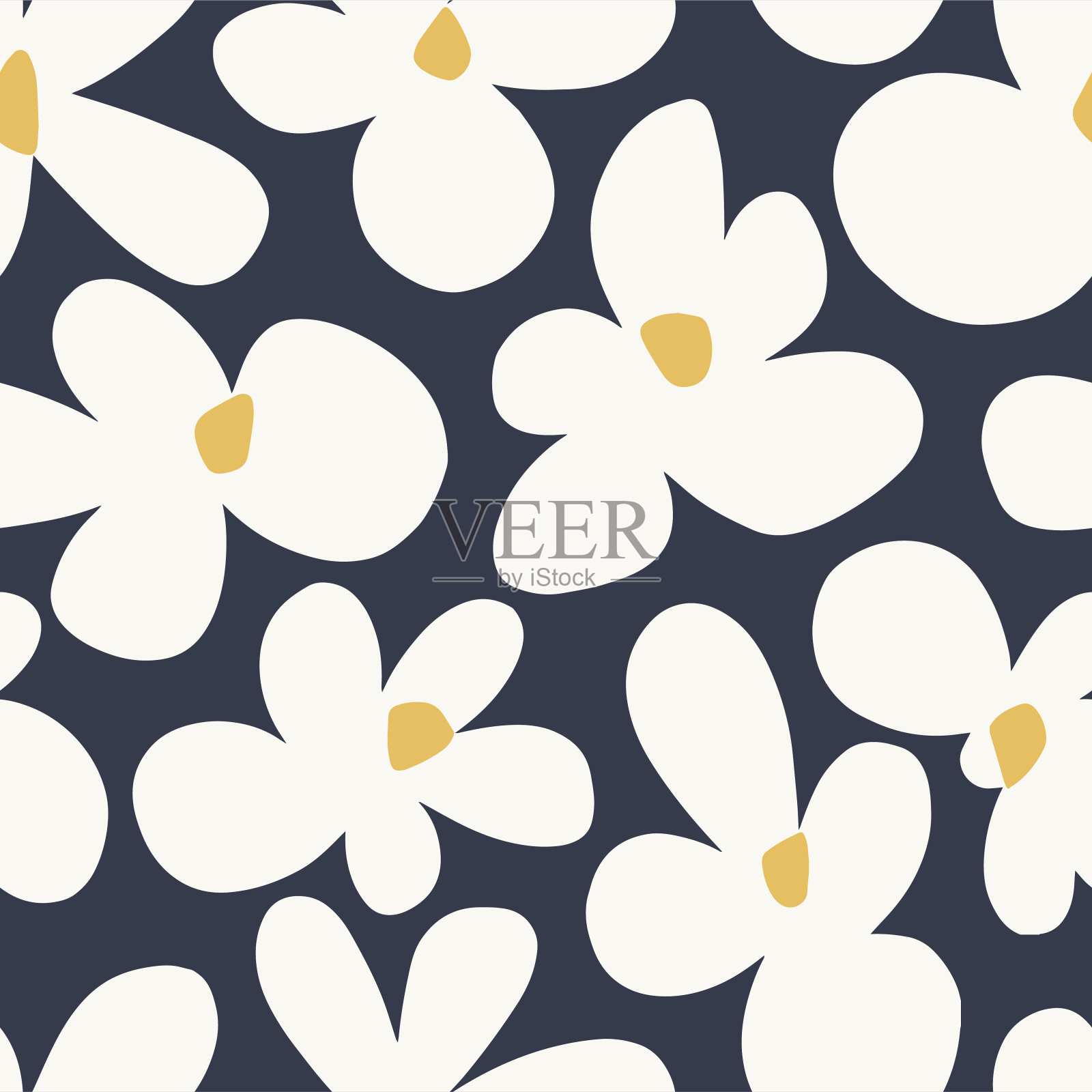 矢量可爱简单的花插图无缝重复图案数字艺术品插画图片素材